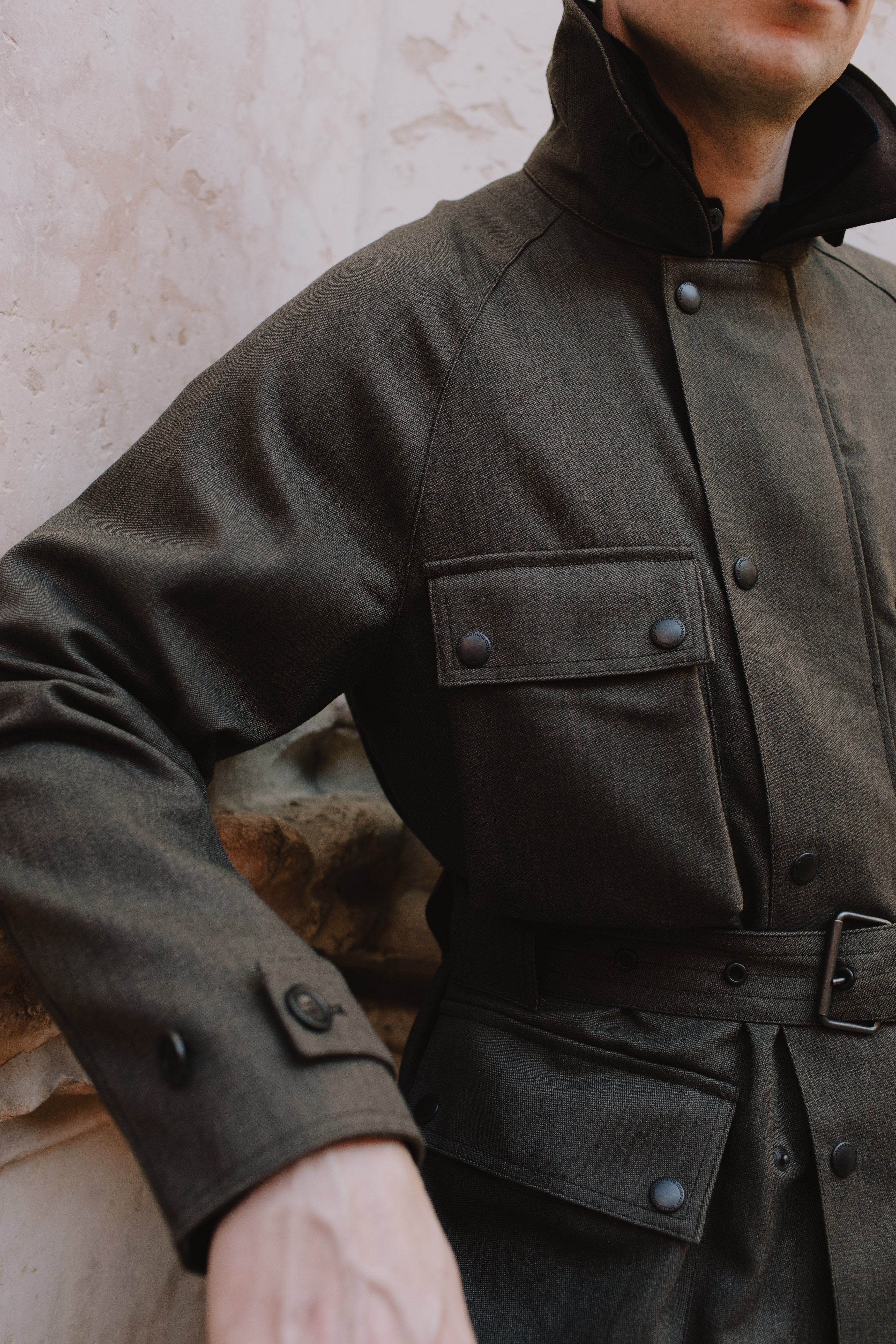 Moto Jacket Oiled Cavalry Twill Taupe