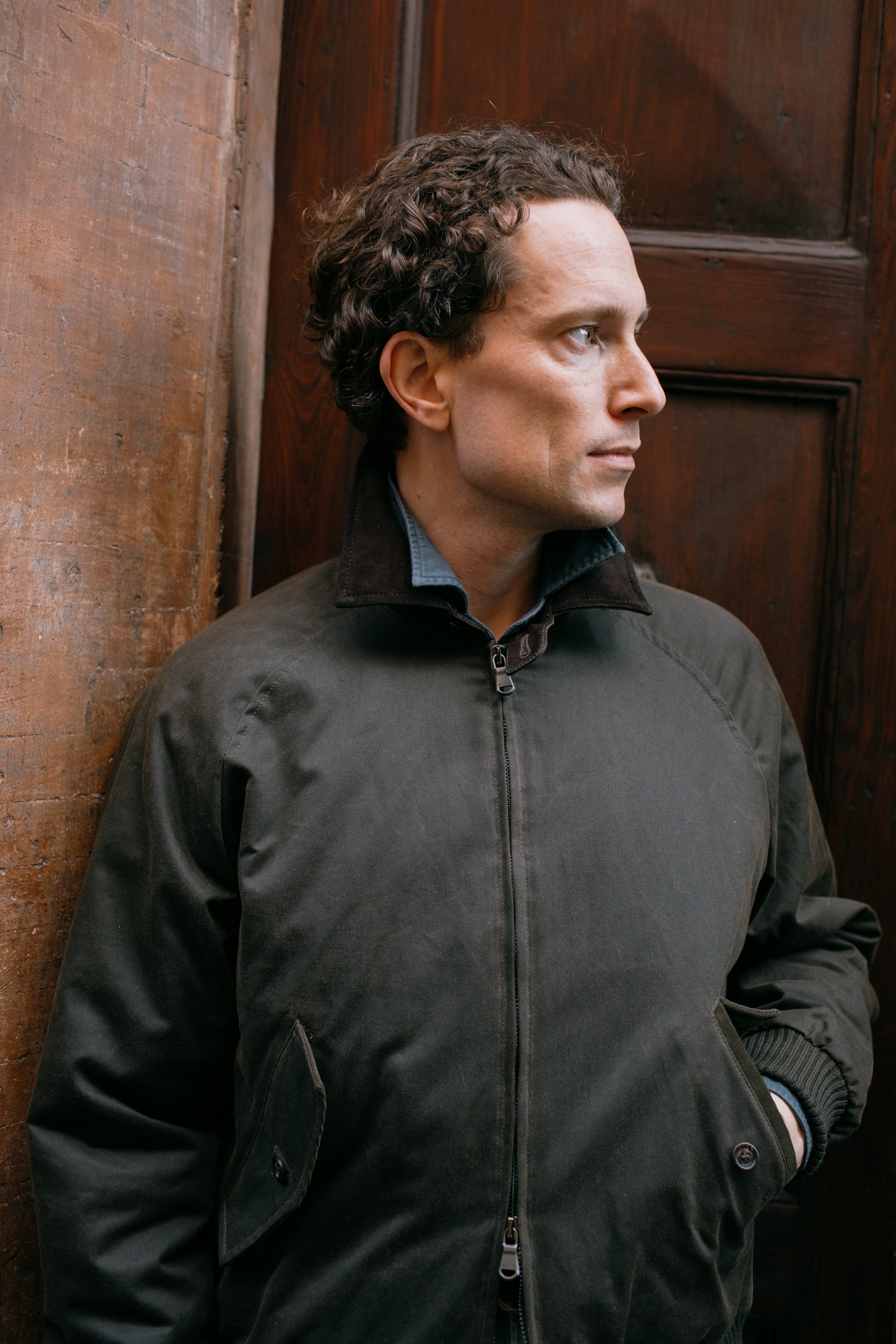 Bomber Jacket Waxed Cotton Olive