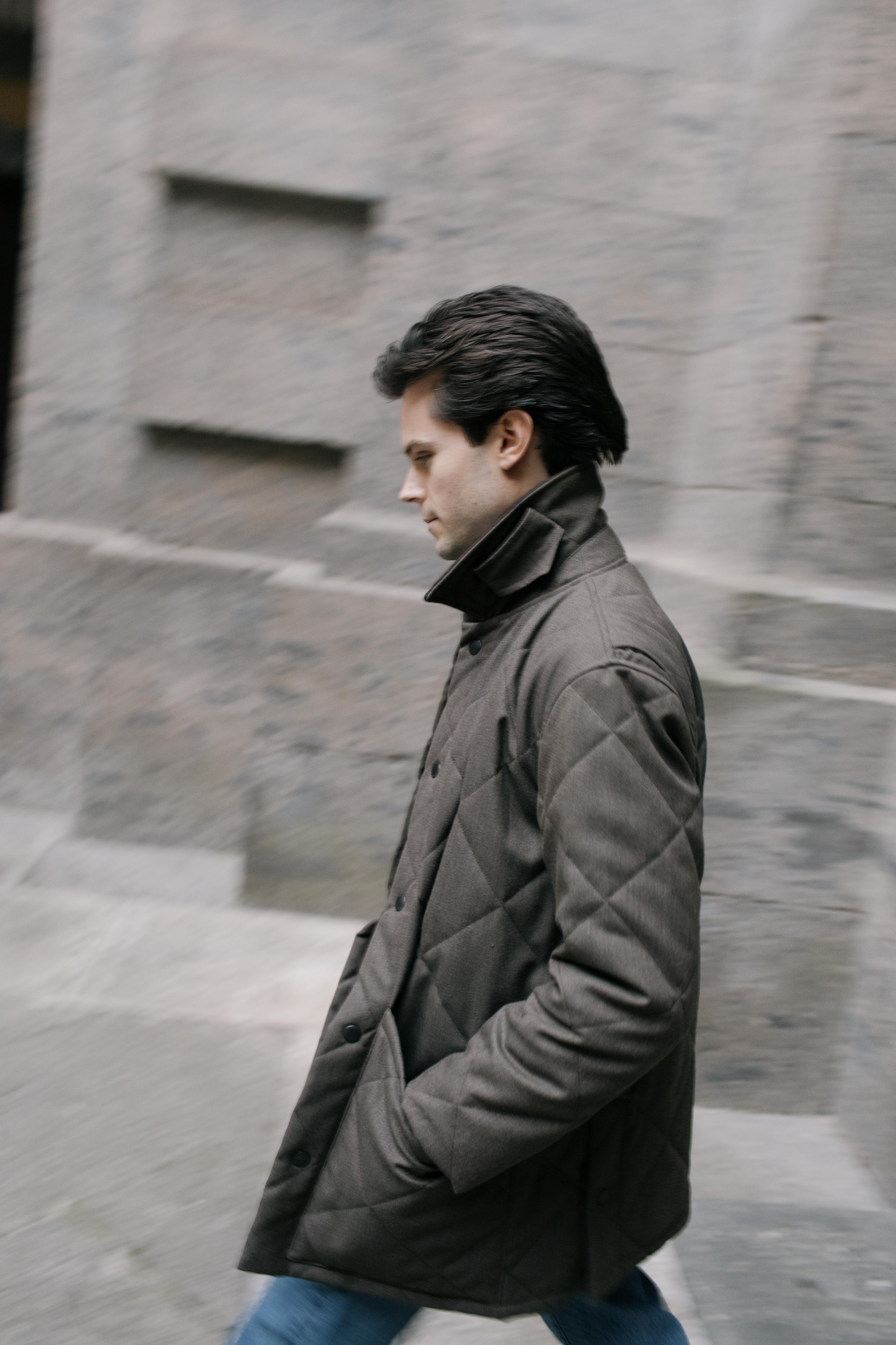 Quilted Jacket Oiled Cavalry Twill Taupe