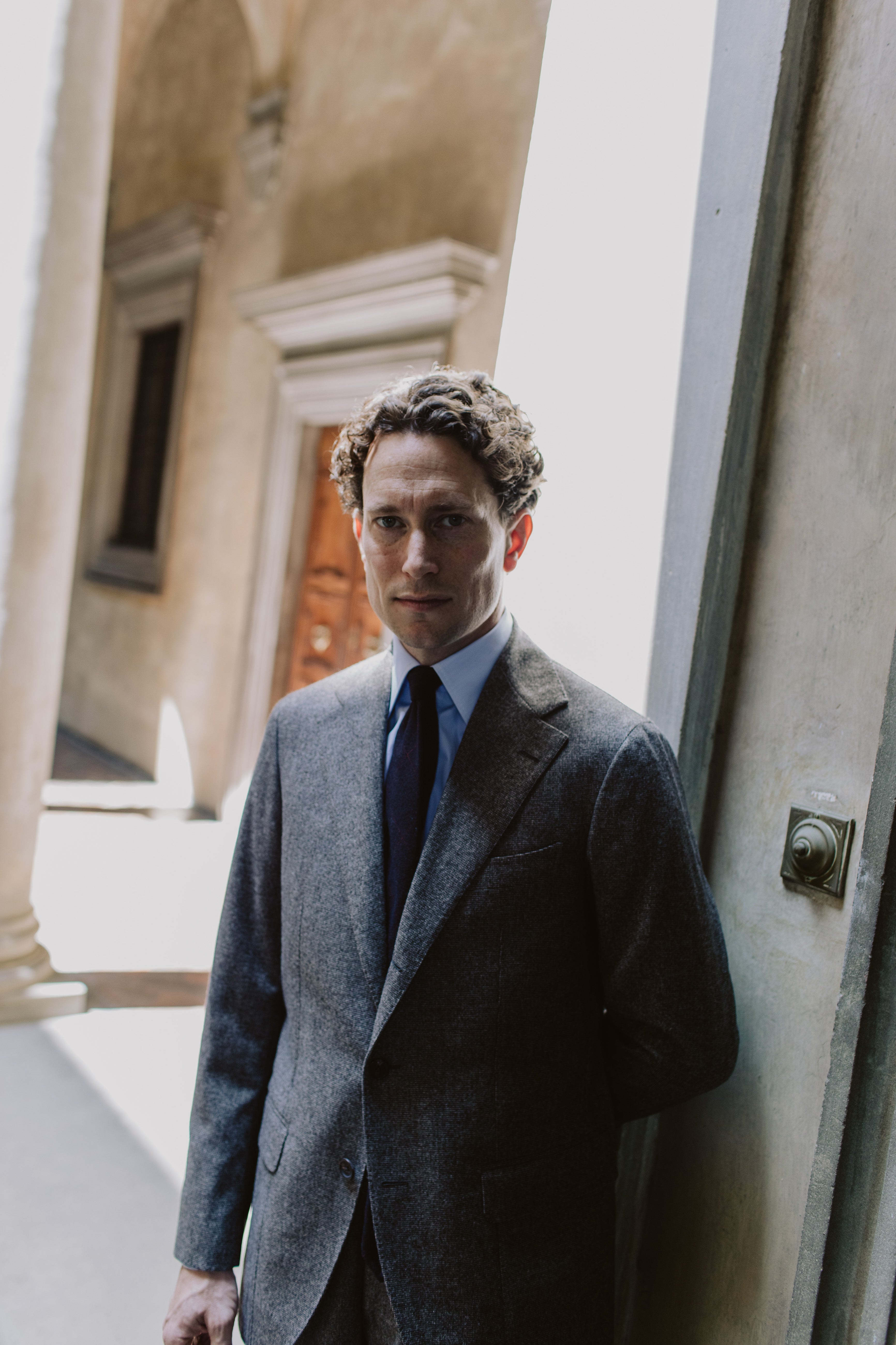 Suit Single Breasted Taupe Nailhead Flannel