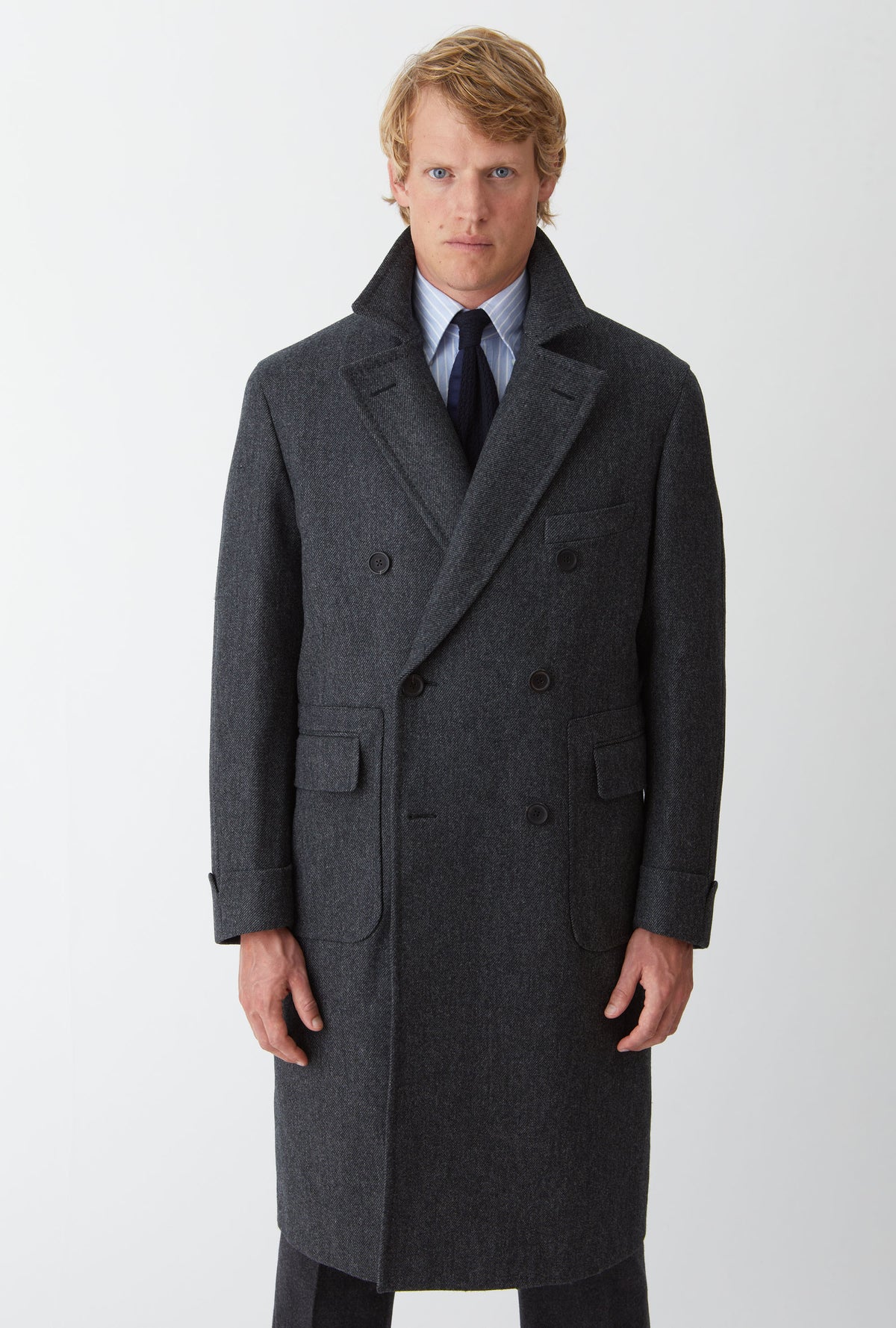Double Breasted Martingala Coat Charcoal Melange