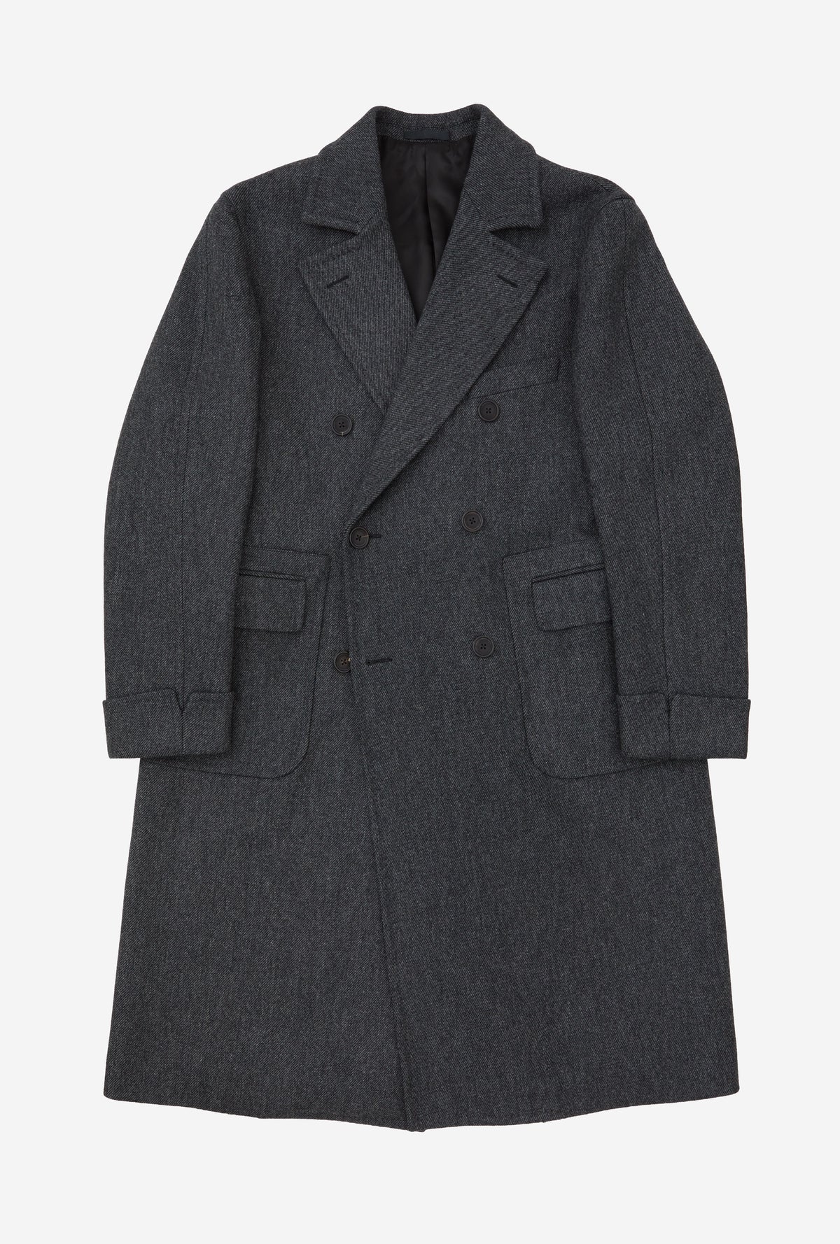 Double Breasted Martingala Coat Charcoal Melange