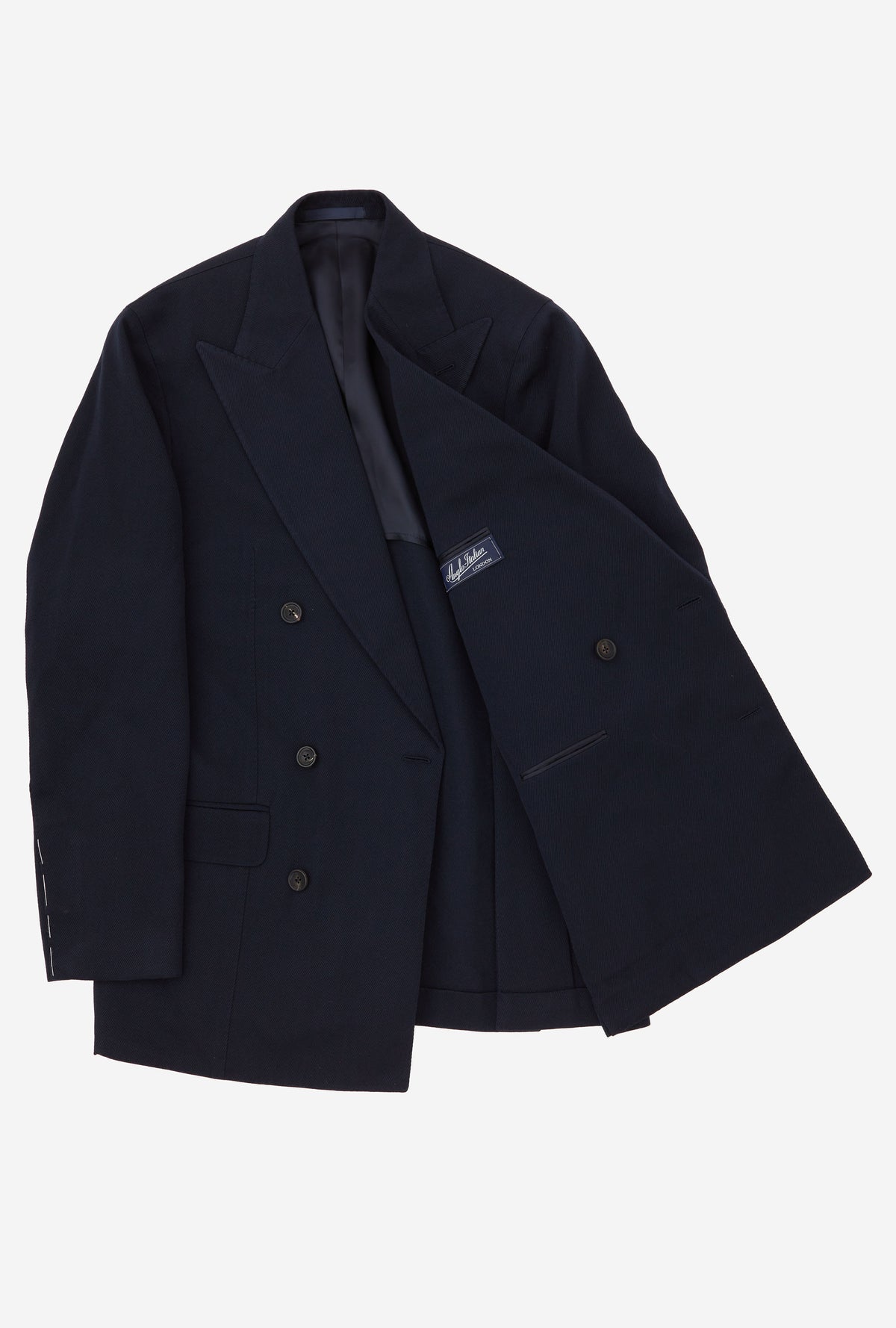 Suit Double Breasted Navy Wool Cavalry Twill