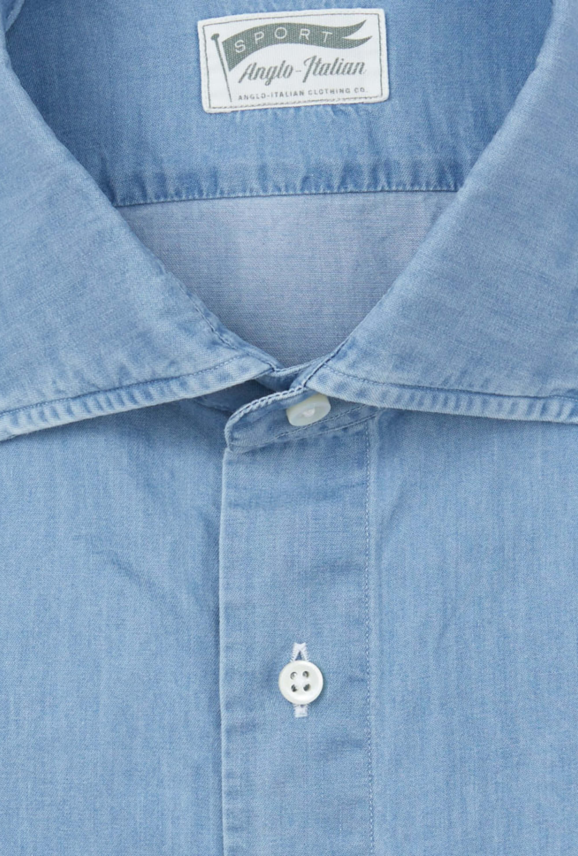 Spread Collar Shirt Light Wash Denim