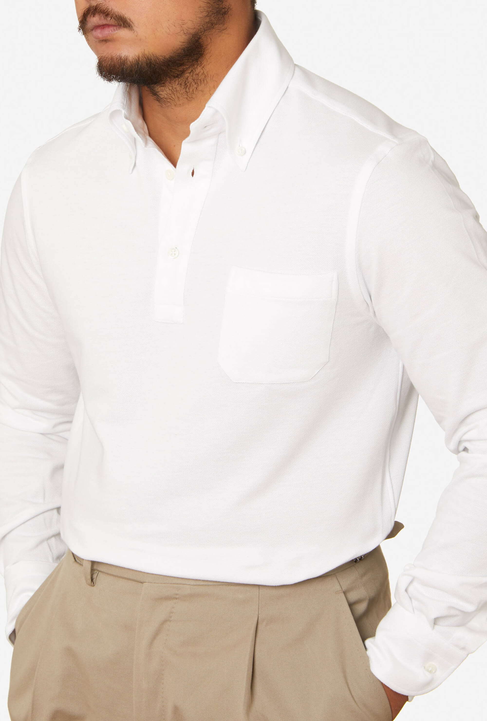 Polo Shirt Long Sleeve White