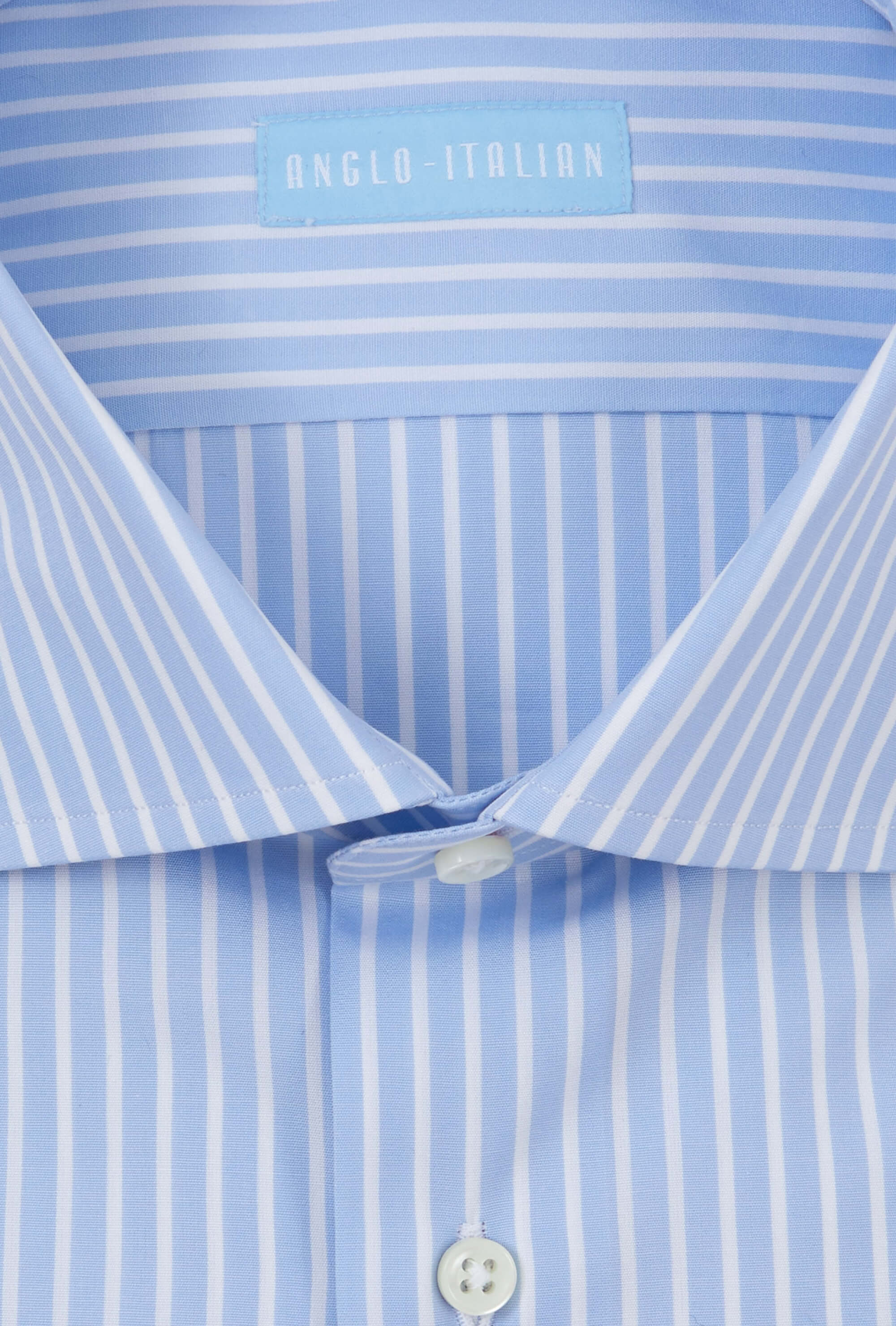 Spread Collar Shirt Cotton Blue Reverse Stripe