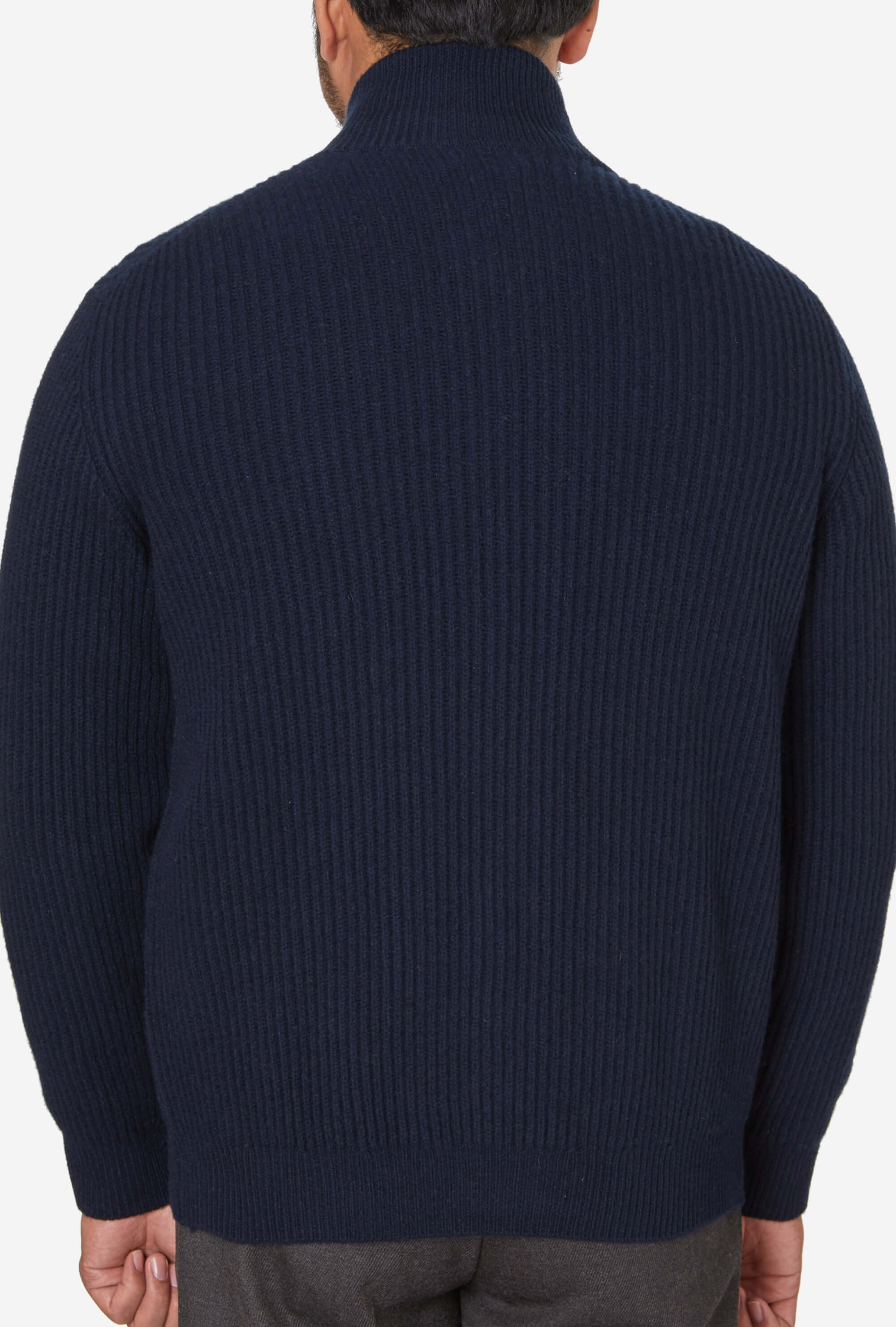 Zip-Through Cardigan Wool Cashmere Navy