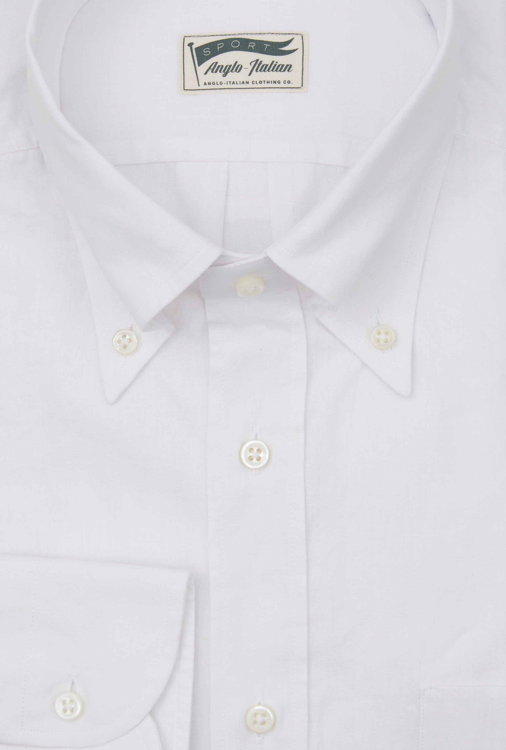 Button Down Sport Shirt Cotton-Linen White
