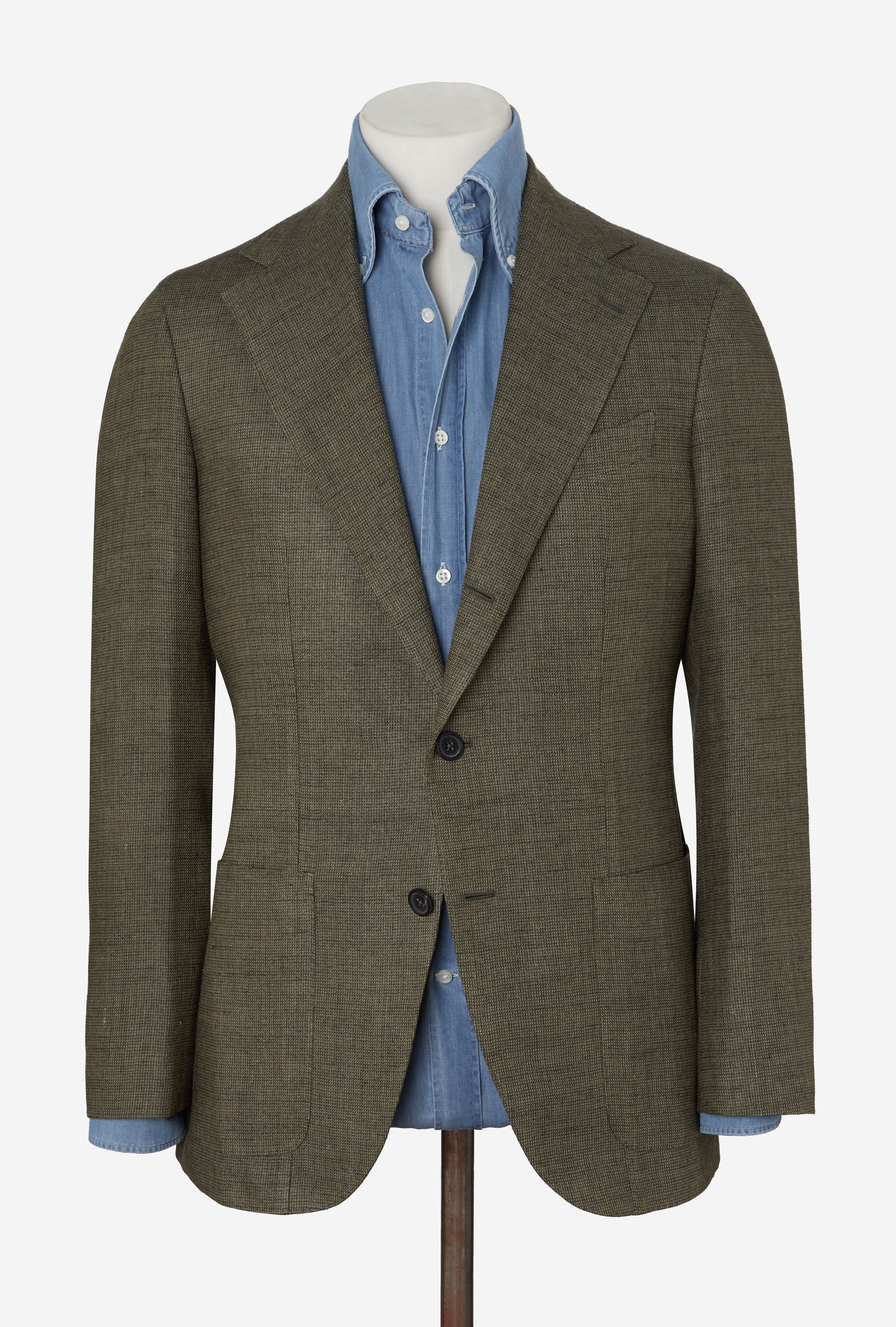 Sport Jacket Silk-Linen Sage Tickweave