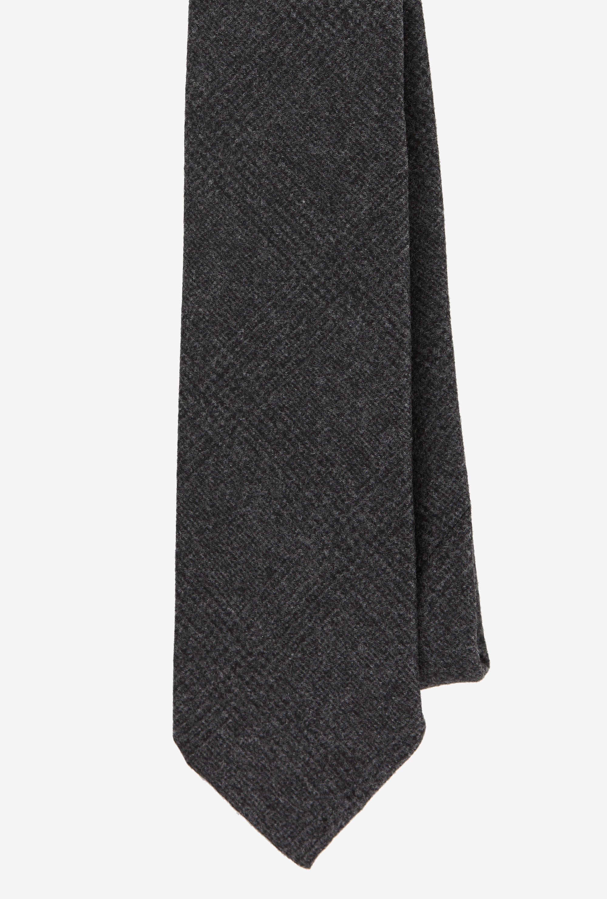 Tie Wool-Cashmere Charcoal Glen Plaid