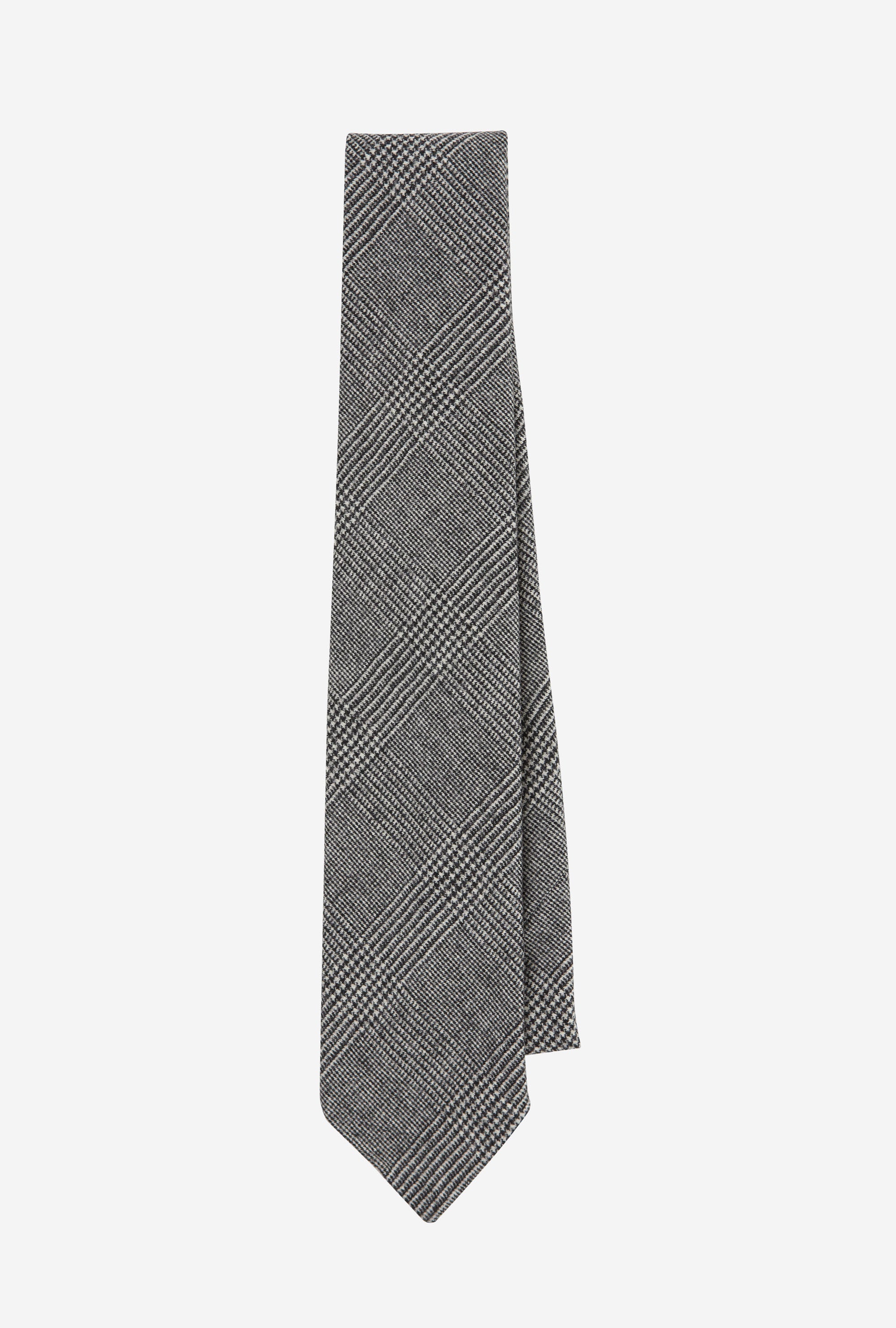Tie Wool-Cashmere Grey Glen Plaid