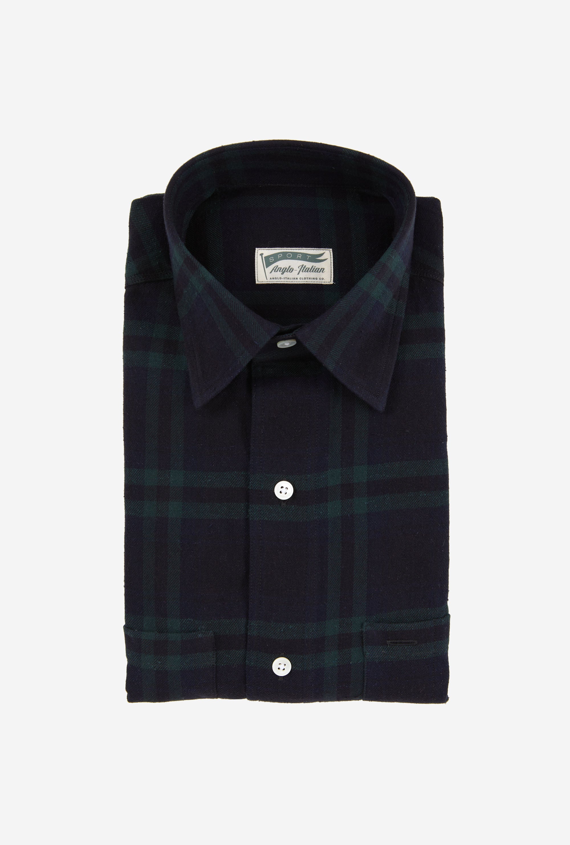 Mechanics Shirt Cotton Silk Navy Emerald Check