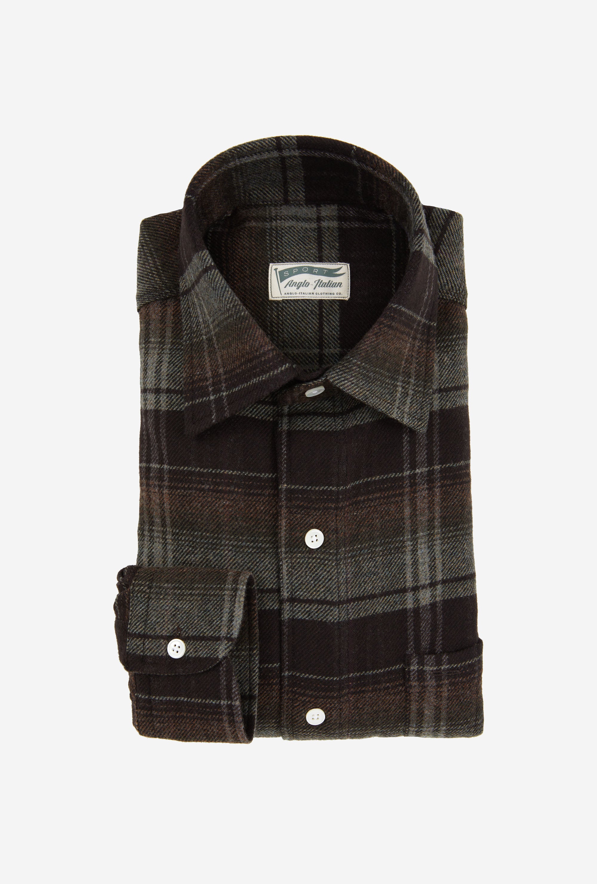 Mechanics Shirt Wool Moss Brown Check