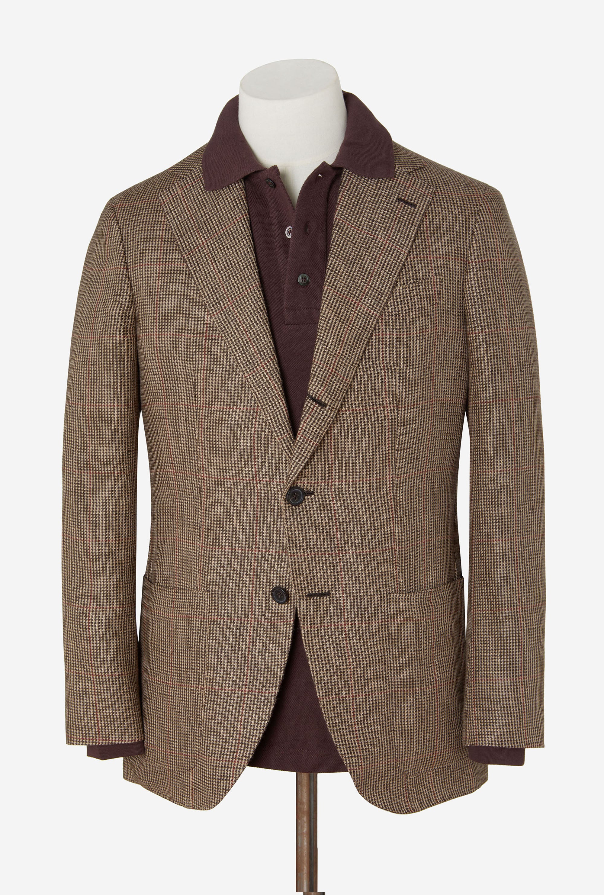 Sport Jacket Linen Sand Tickweave Blood Overcheck