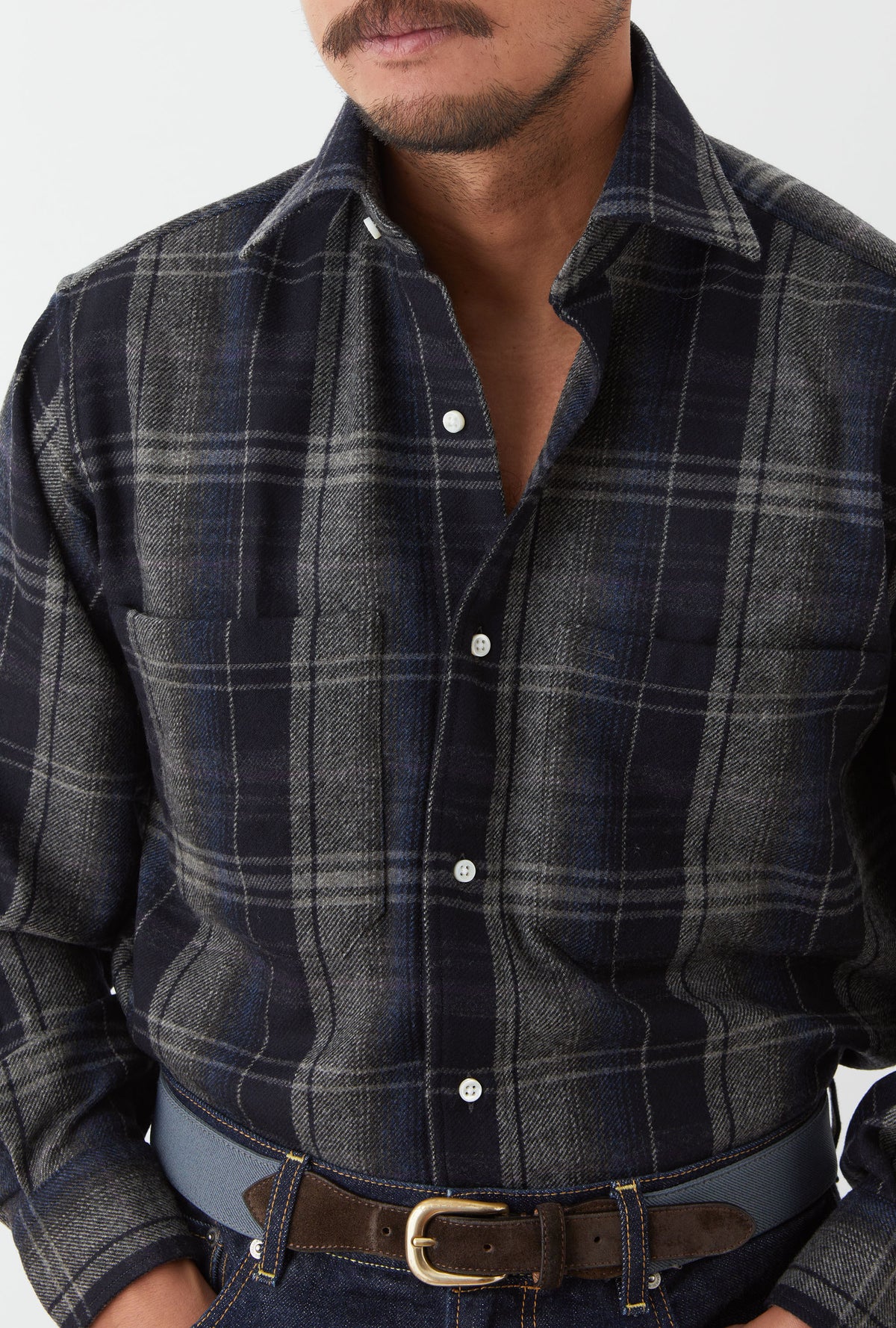 Mechanics Shirt Wool Black Grey Navy Check