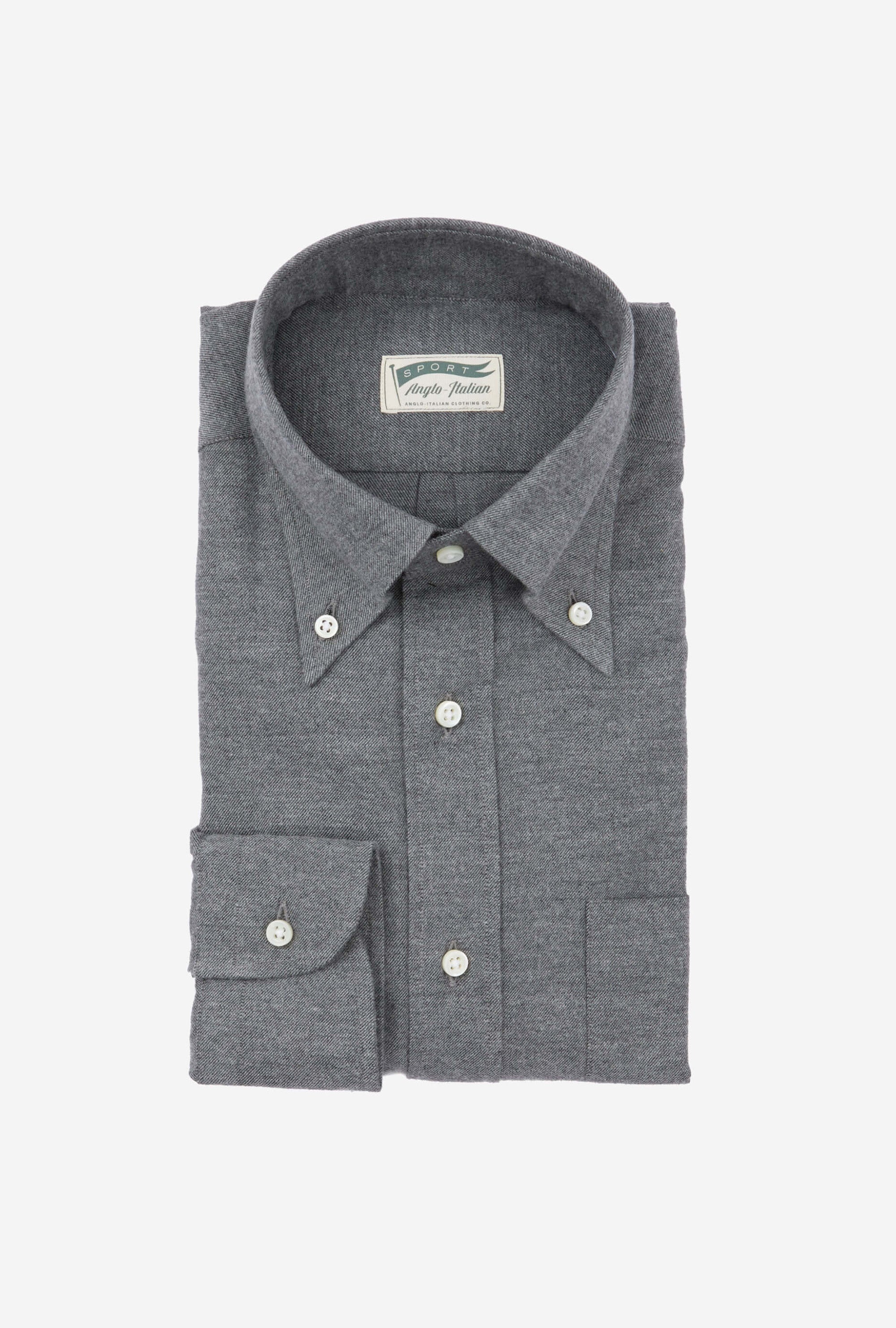 Button Down Sport Shirt Brushed Cotton Grey