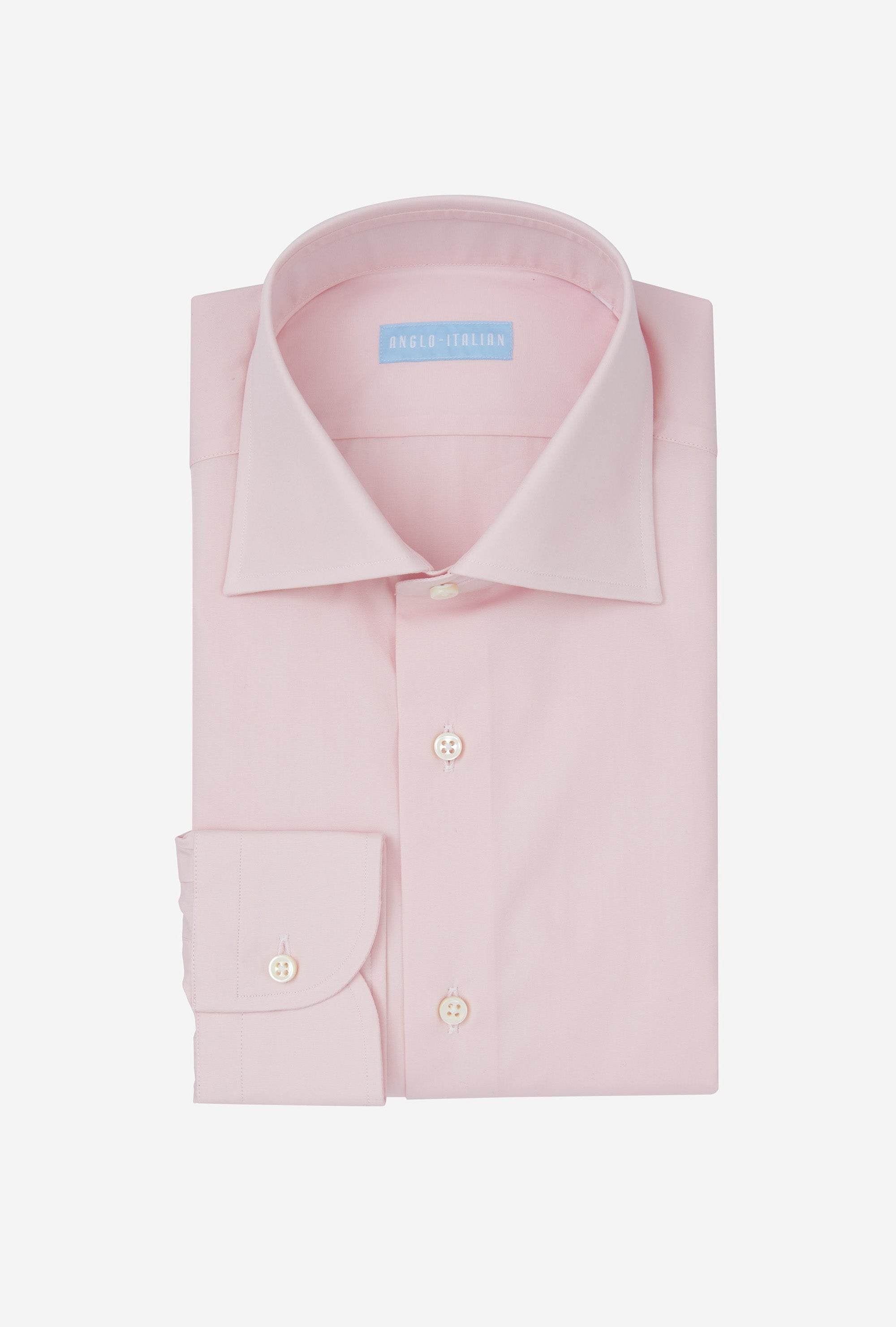 Spread Collar Shirt Cotton Poplin Pink
