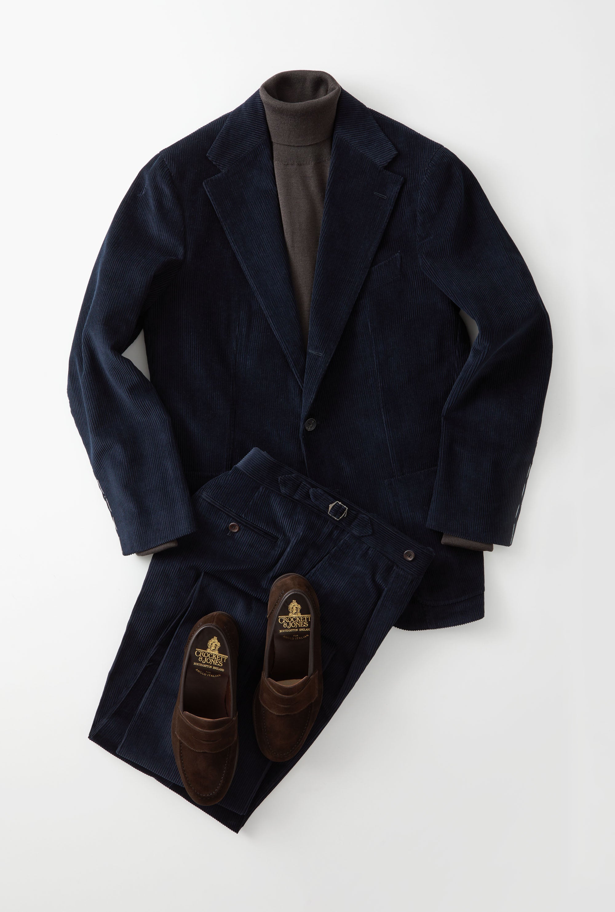 Suit Single Breasted Navy Corduroy