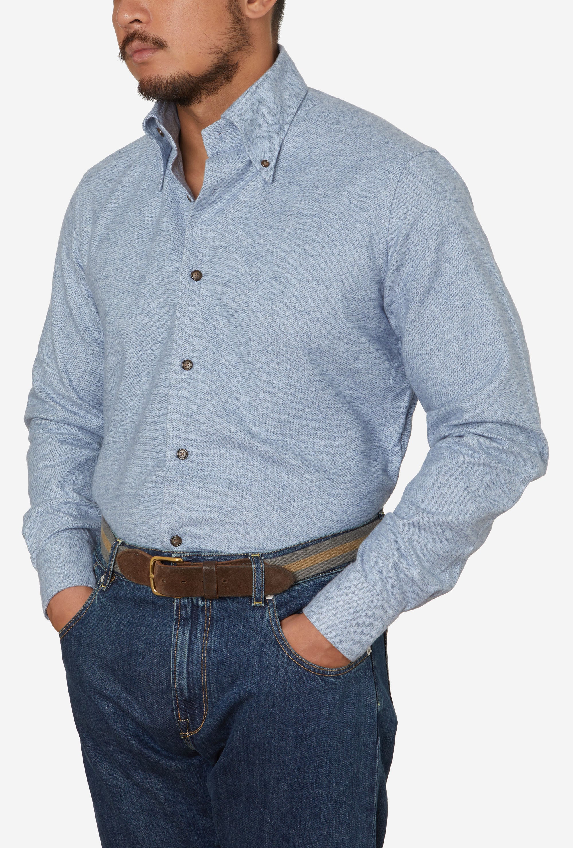 Button Down Sport Shirt Heavy Cotton Sky Blue