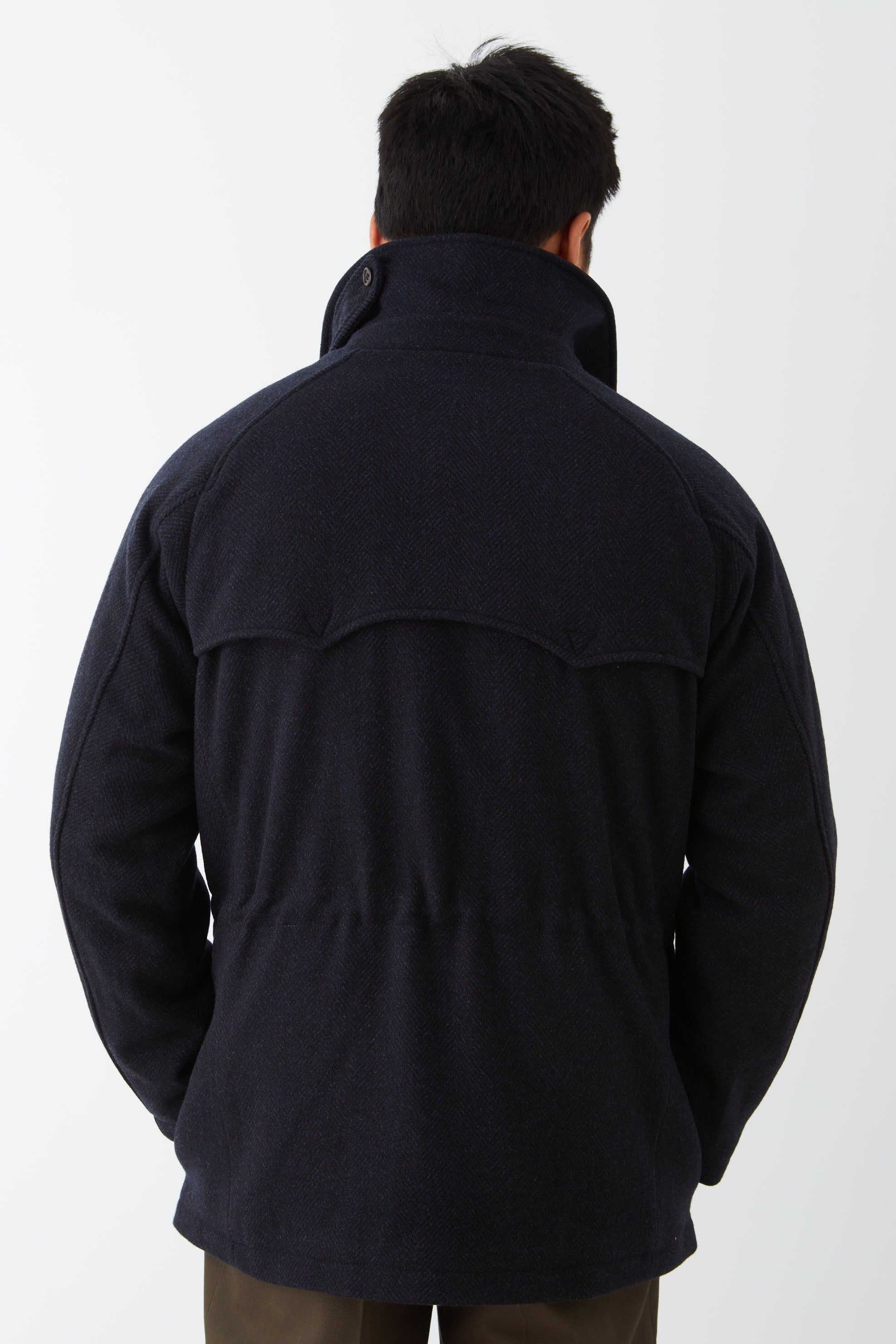 Country Coat Wool-Cashmere Navy Herringbone