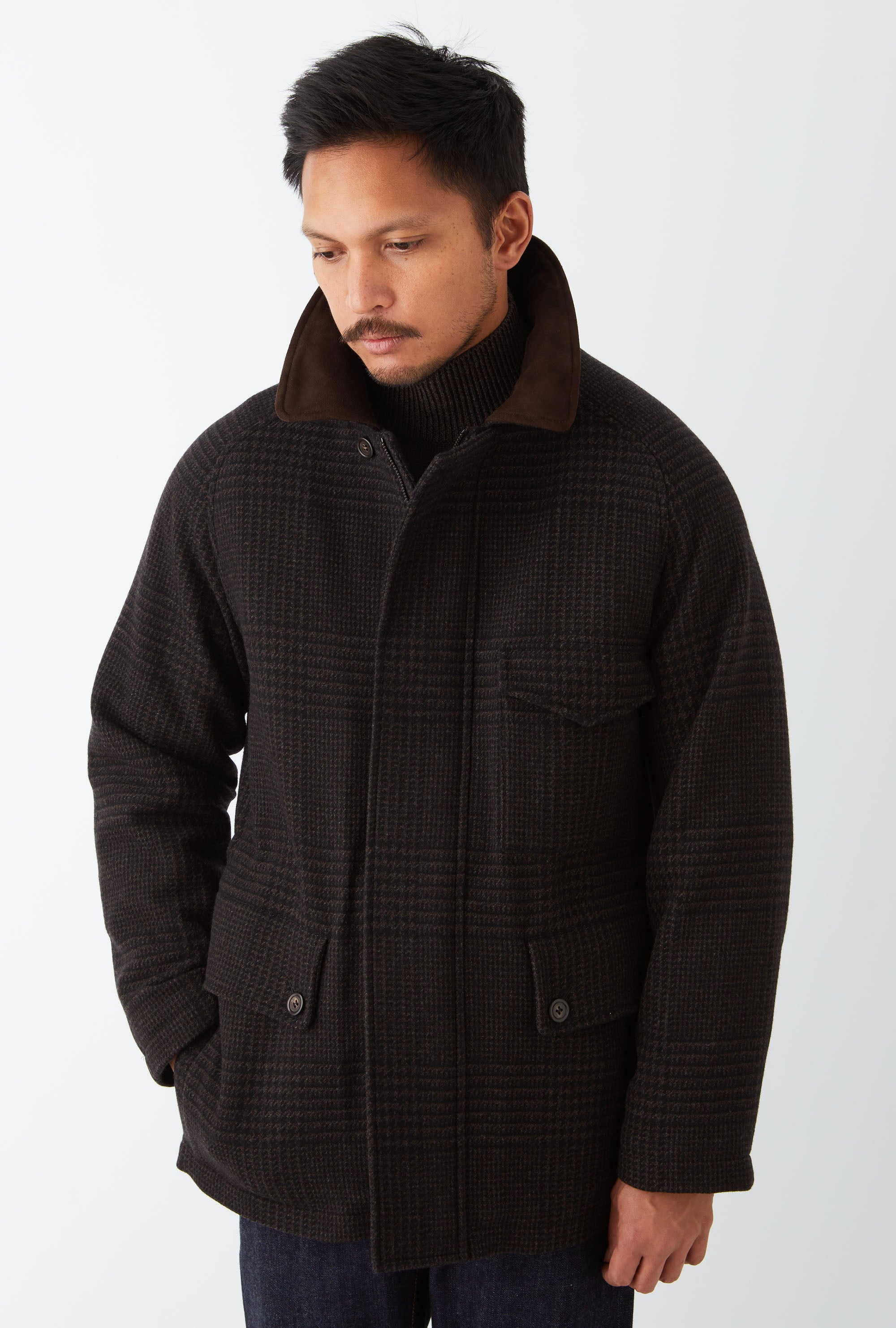 Country Coat Wool-Cashmere Brown Glen Plaid