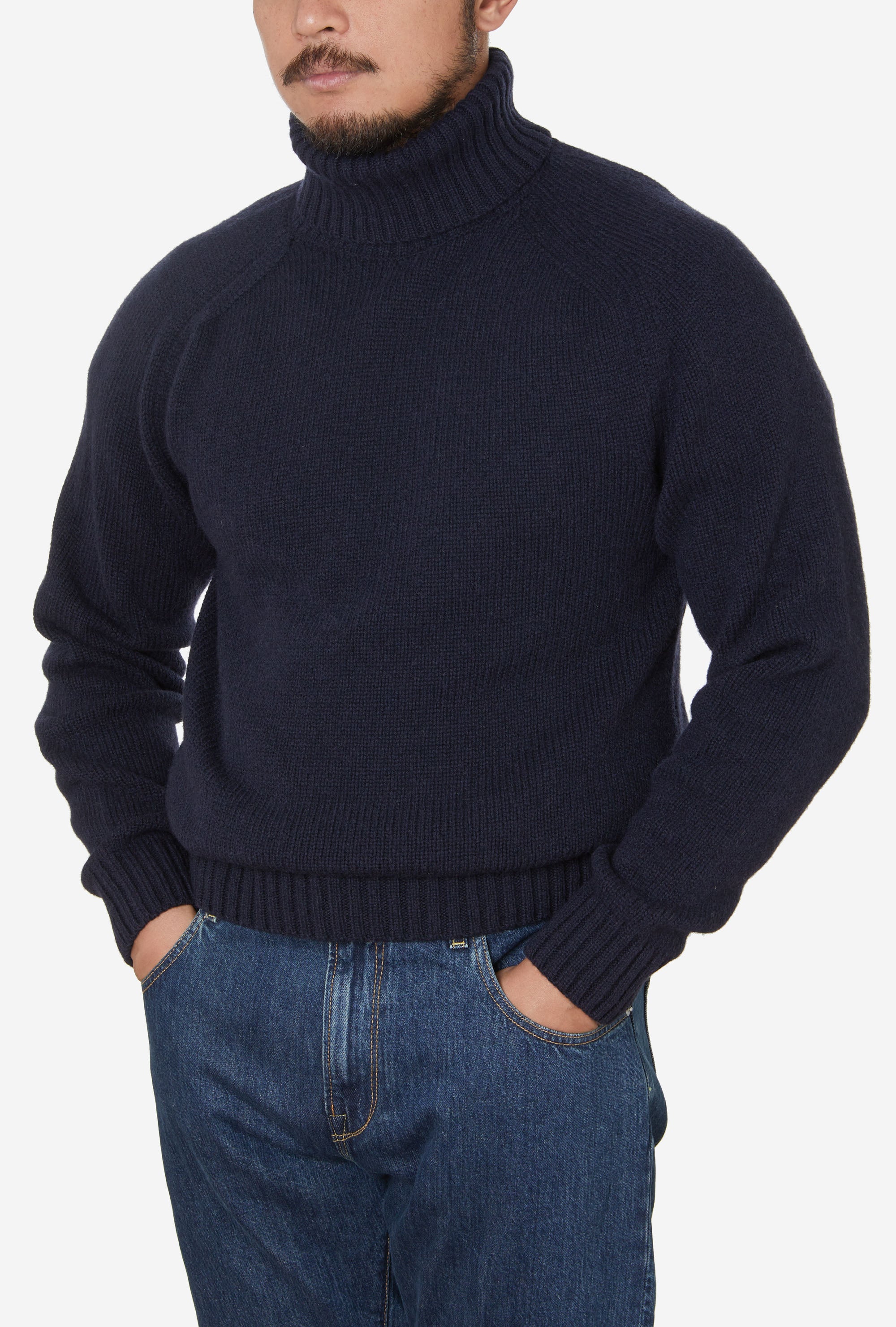 Nautical Roll Neck Lambswool Navy