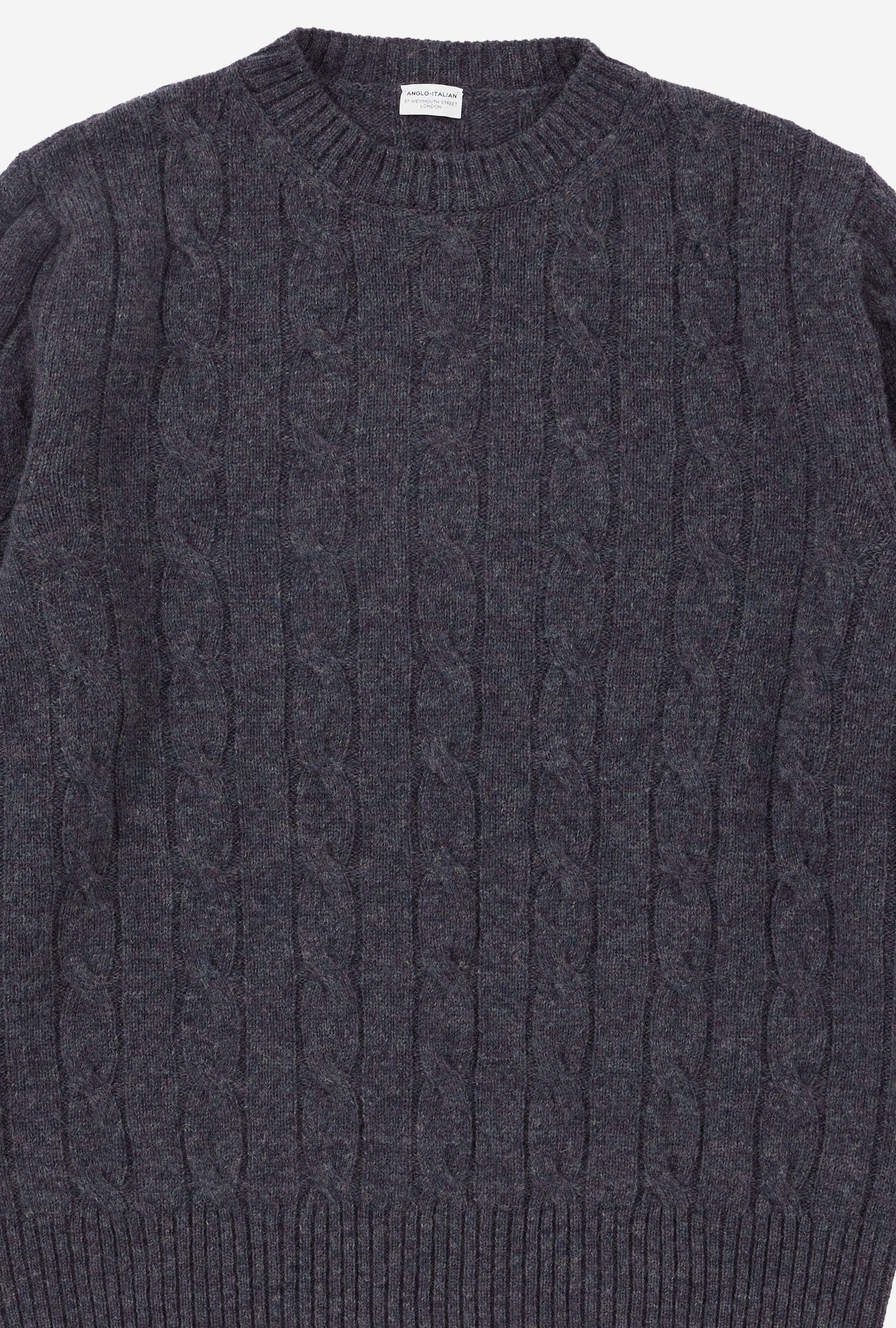 Cableknit Lambswool Charcoal Purple Melange