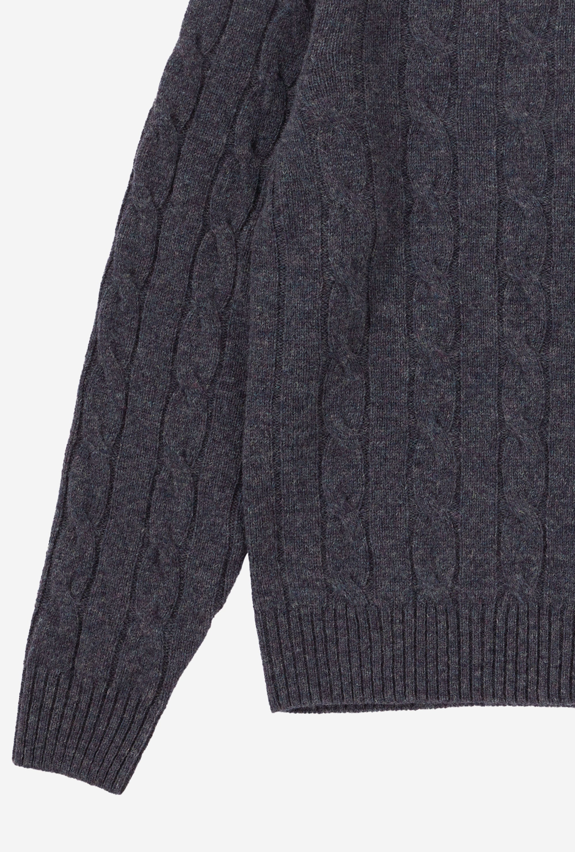 Cableknit Lambswool Charcoal Purple Melange