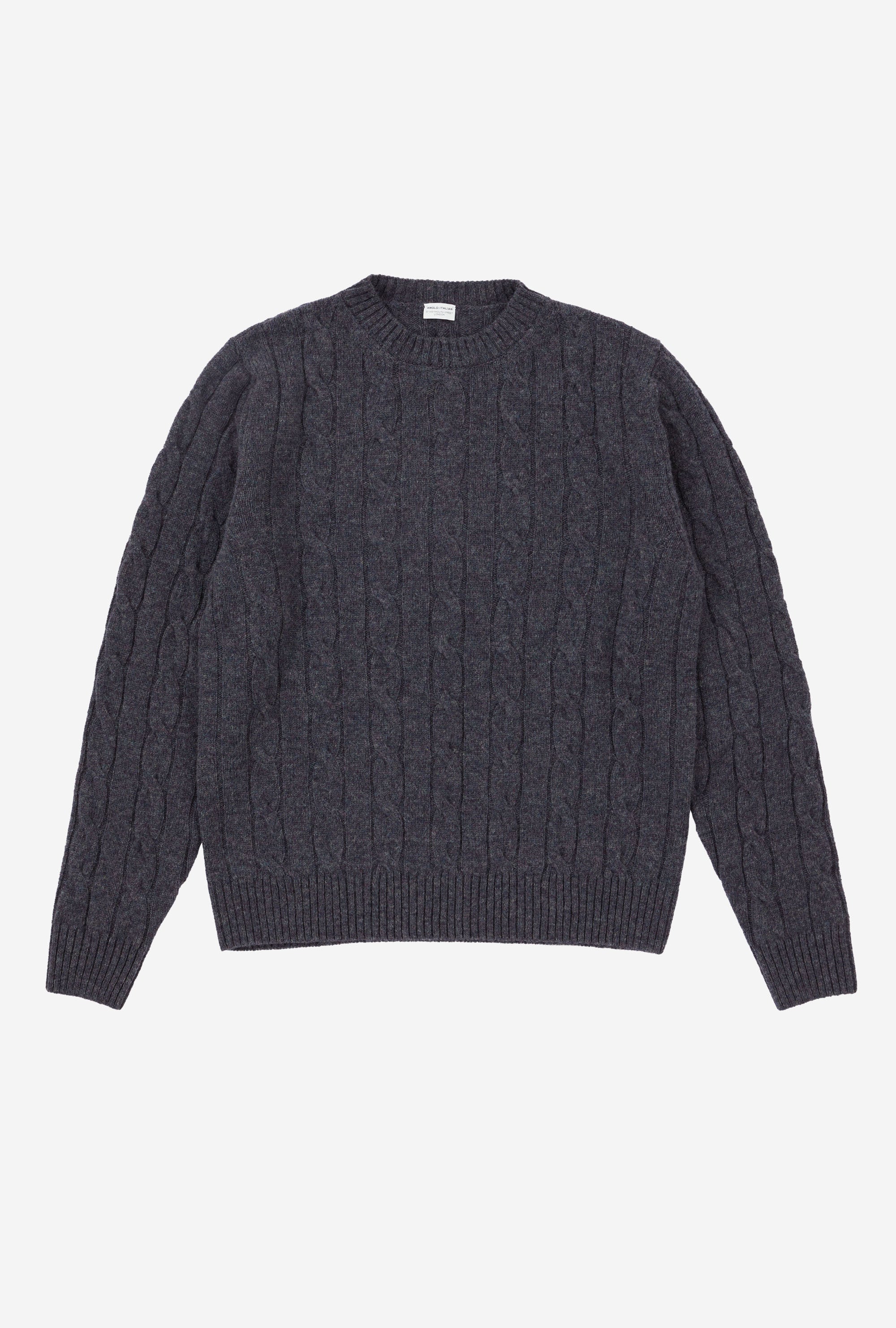 Cableknit Lambswool Charcoal Purple Melange