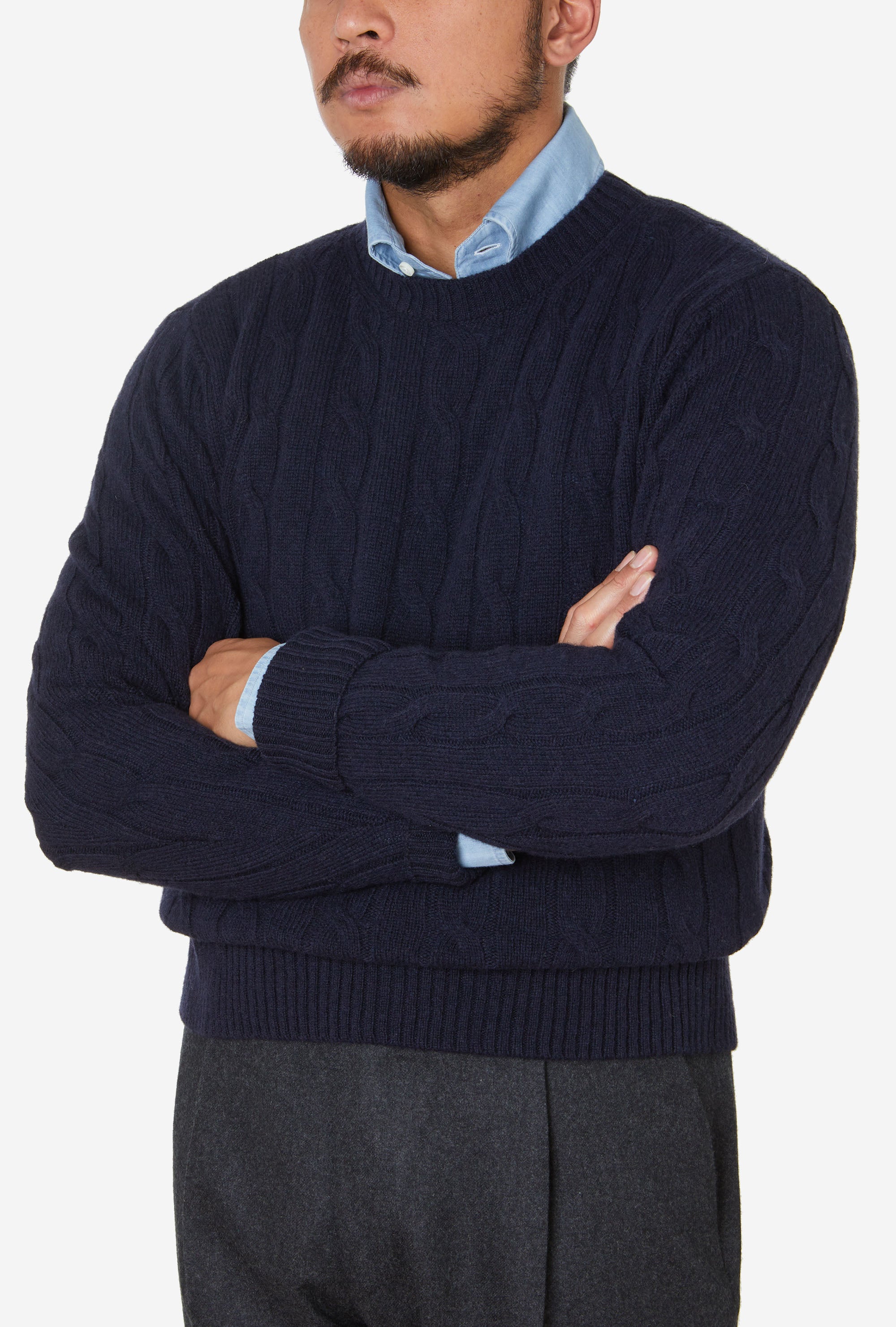 Cableknit Lambswool Navy