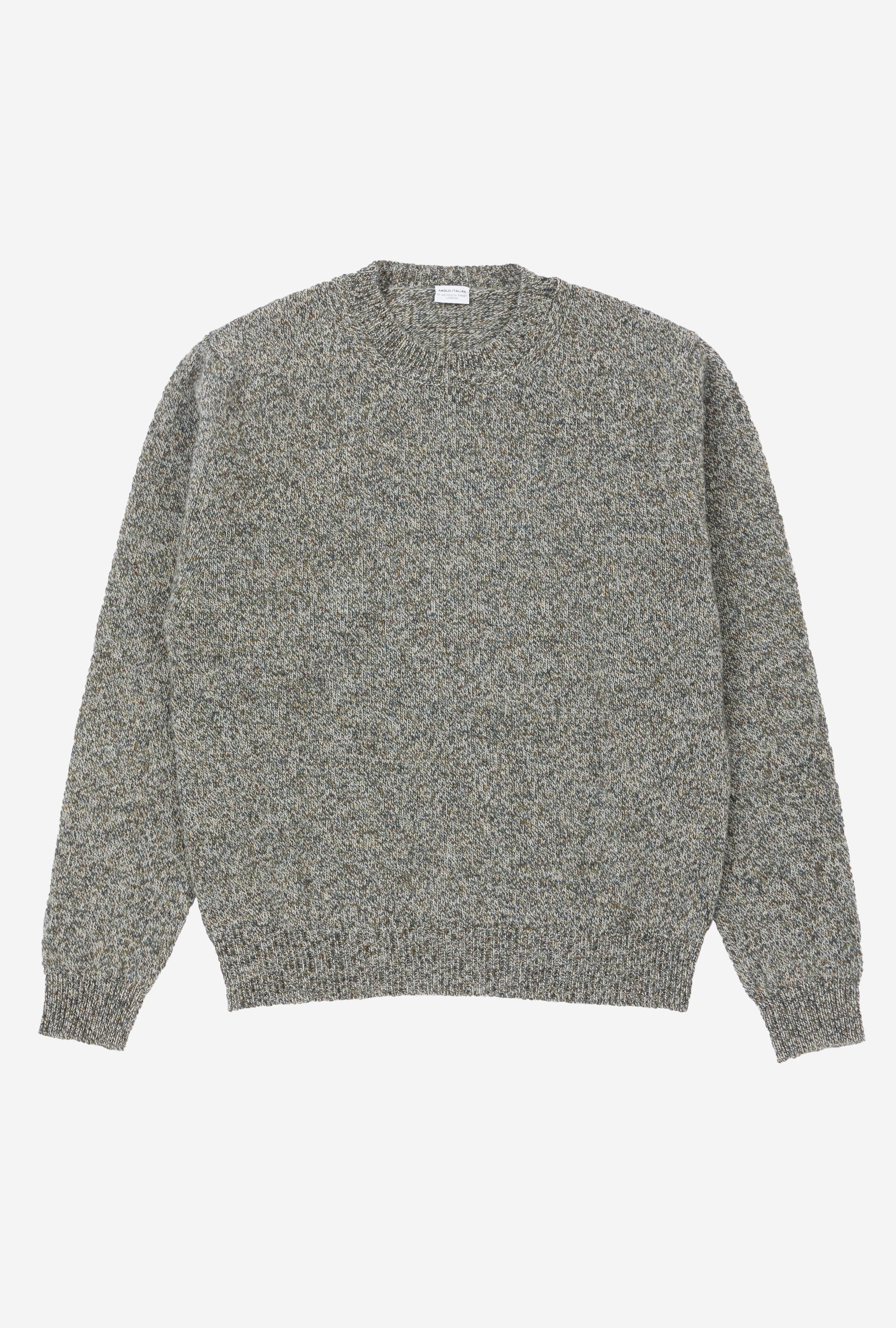 Crewneck Lambswool Olive Melange