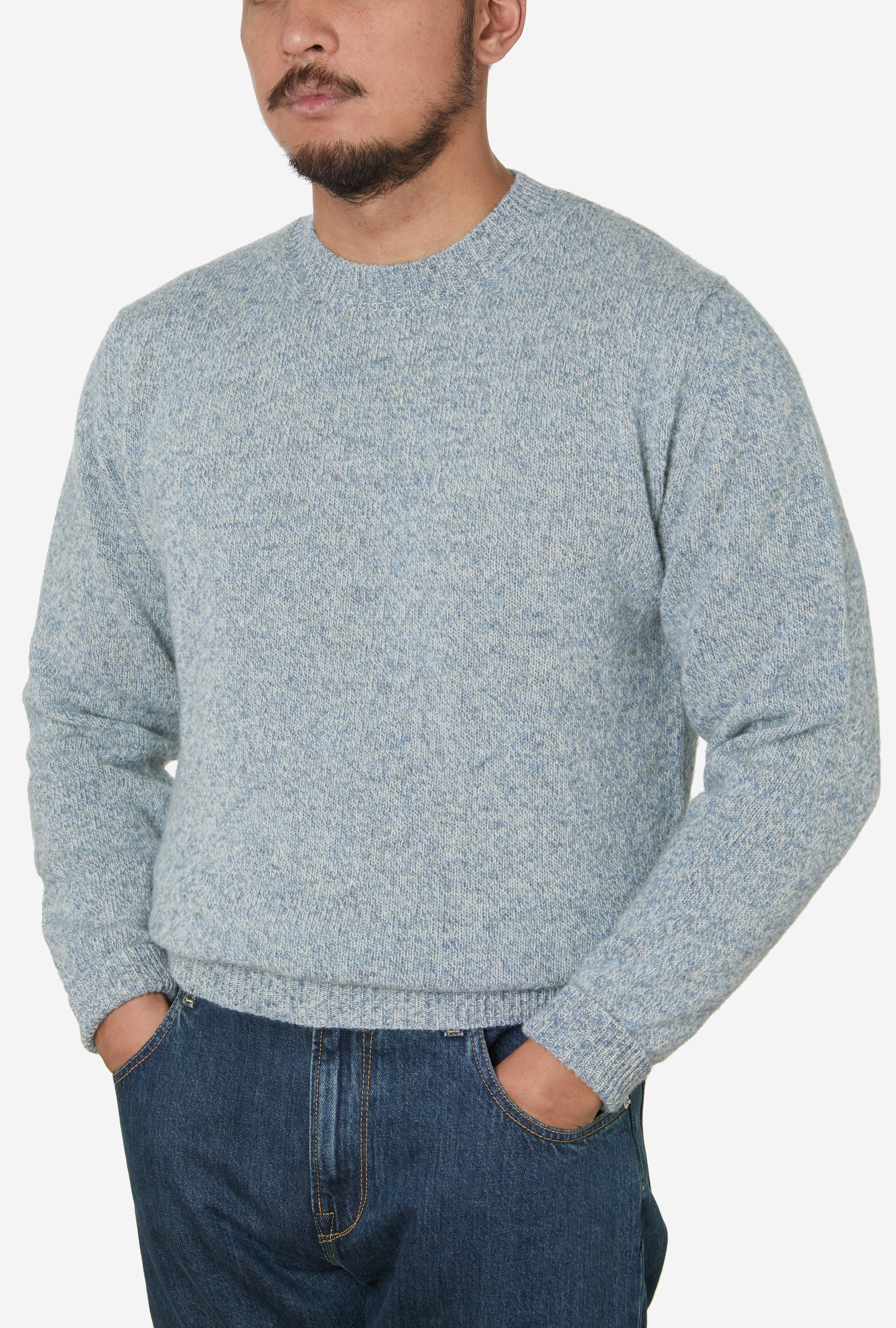 Crewneck Lambswool Ice Blue Melange