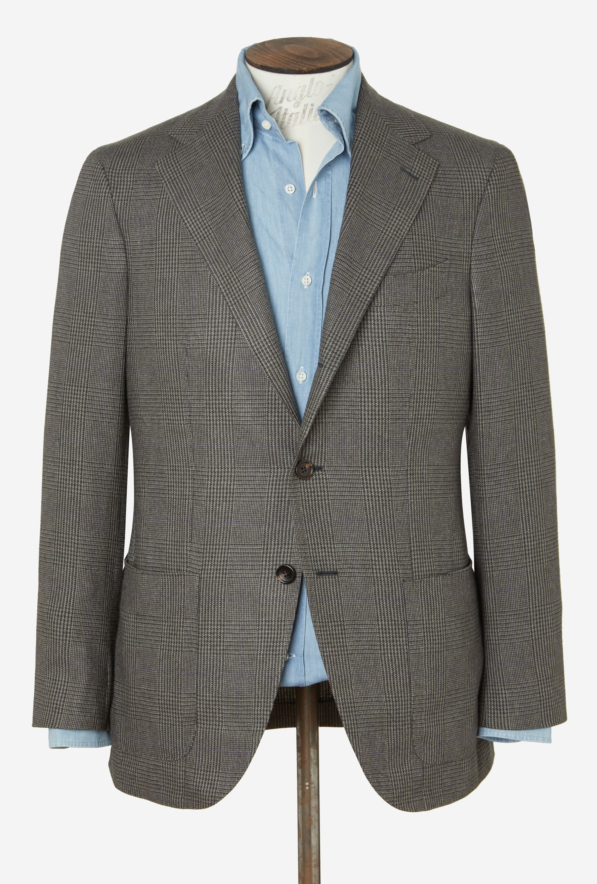 Sport Jacket Wool Glen Plaid Grey Purple Overcheck