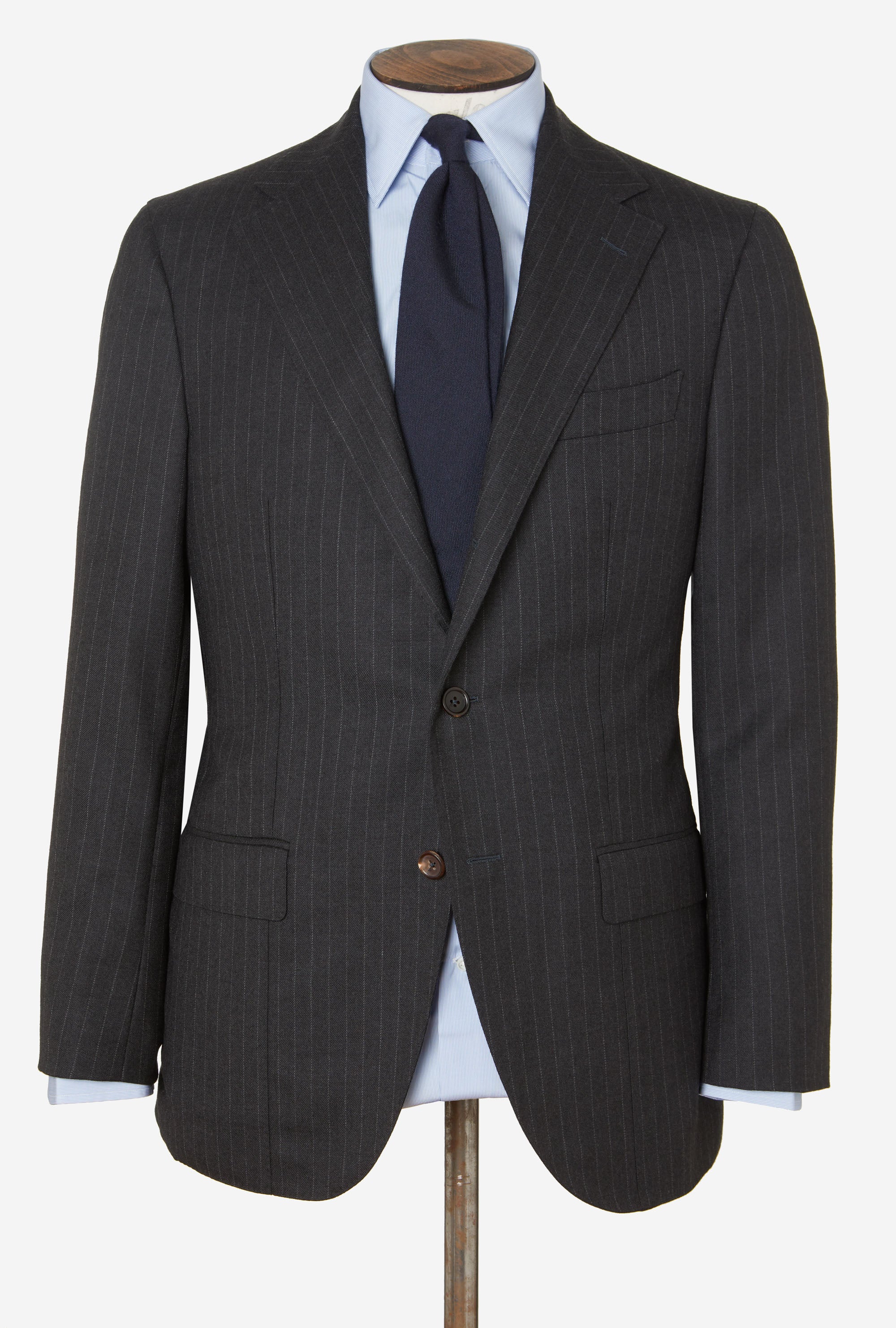 Suit Single Breasted Charcoal Chalk Stripe Wool