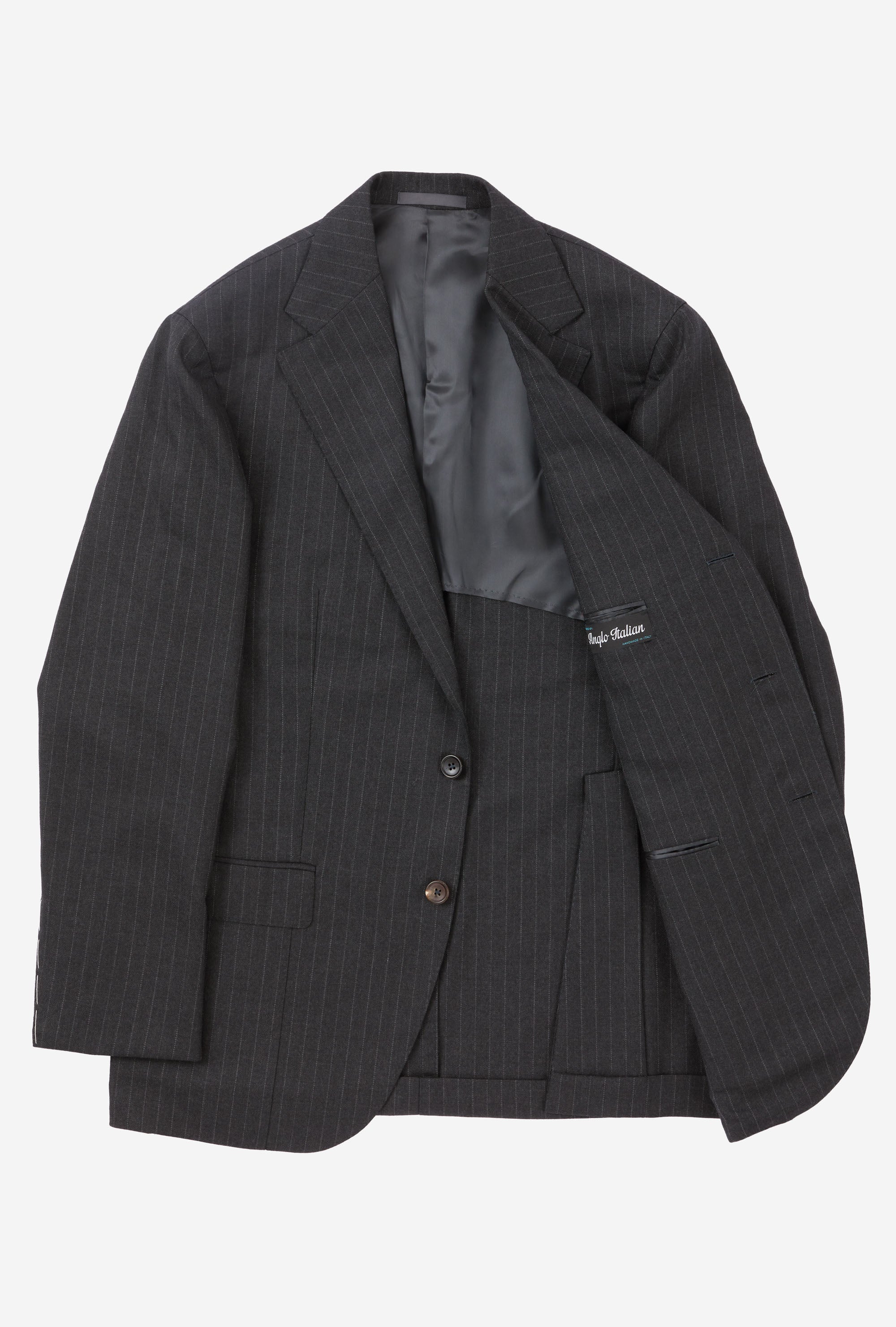 Suit Single Breasted Charcoal Chalk Stripe Wool