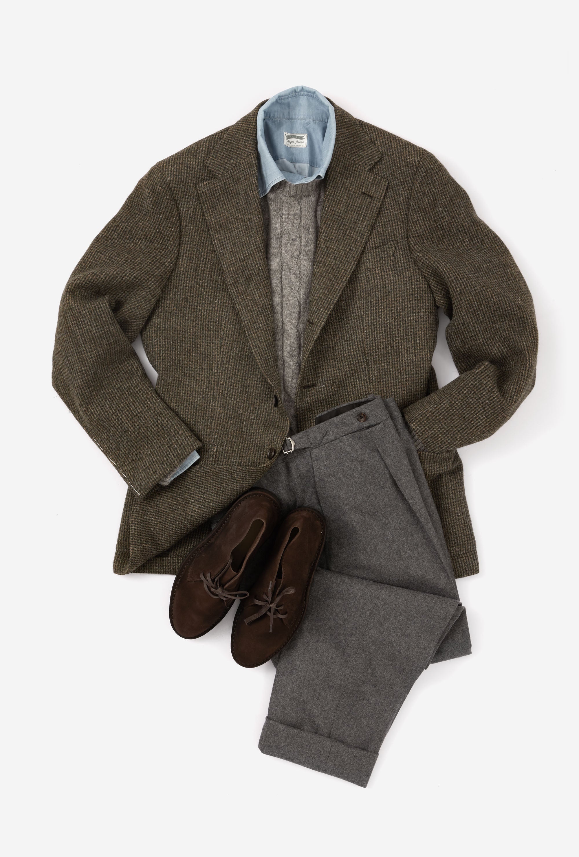 Sport Jacket Wool Olive Tweed Tickweave