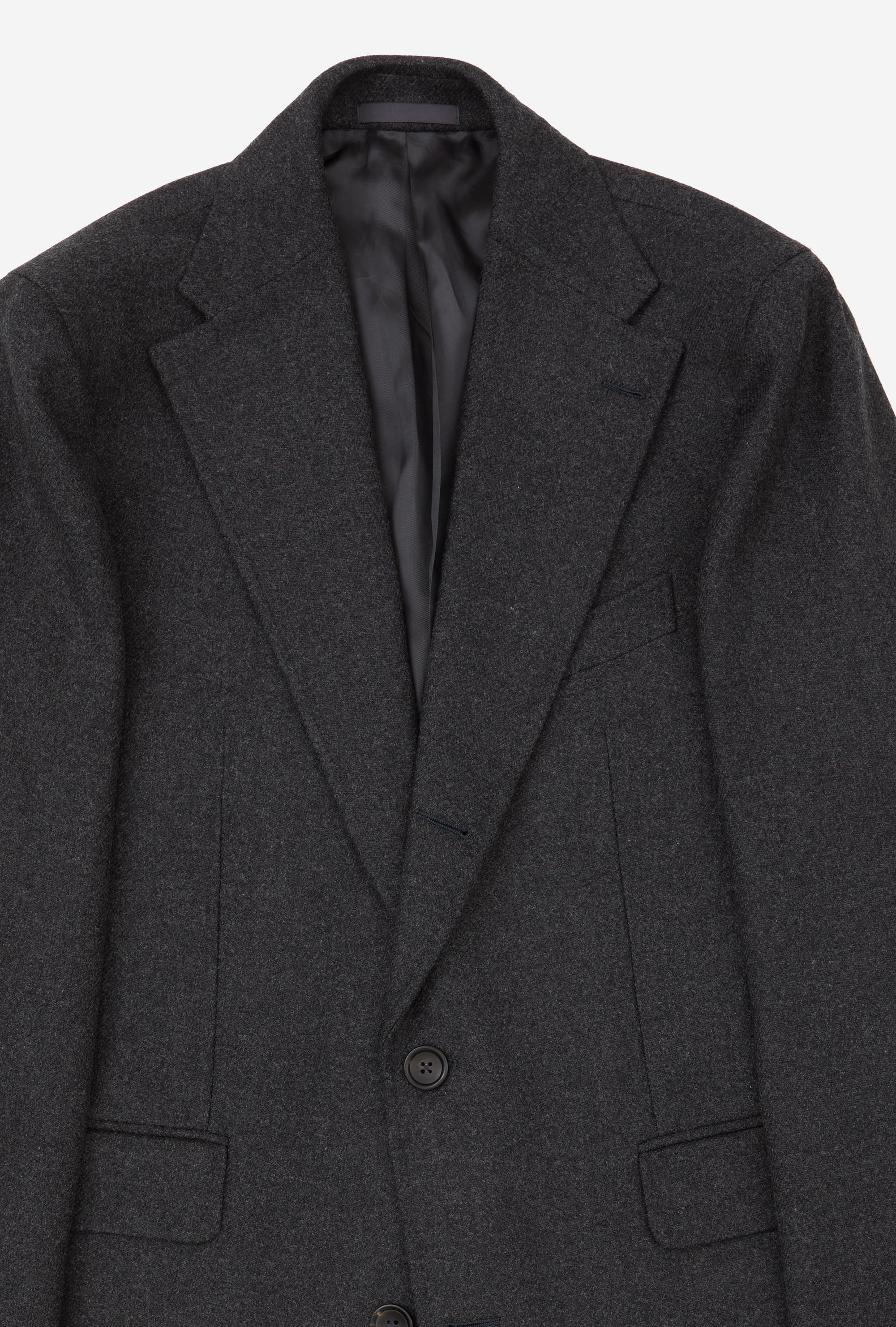 Single Breasted Overcoat Notch Lapel Charcoal