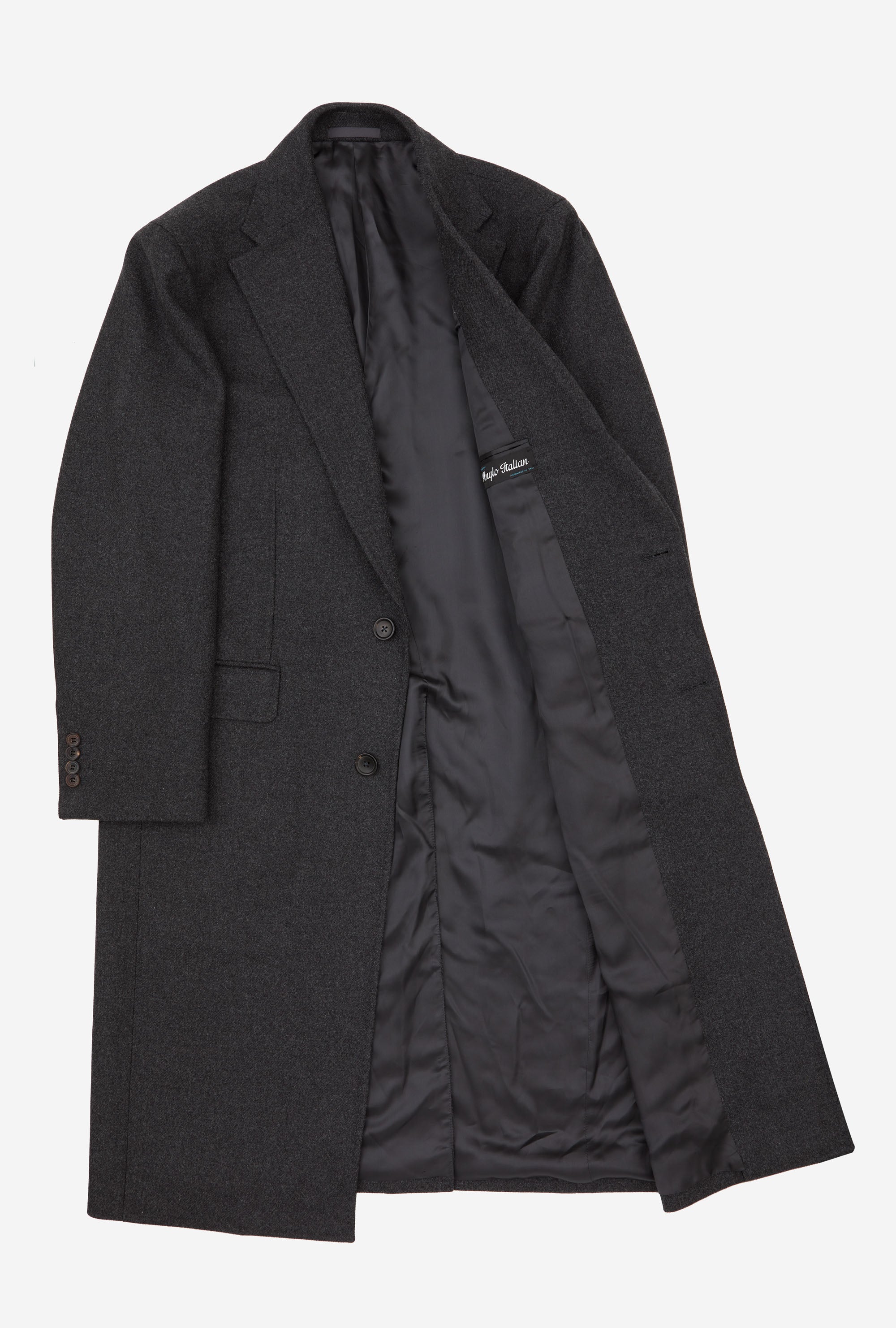 Single Breasted Overcoat Notch Lapel Charcoal