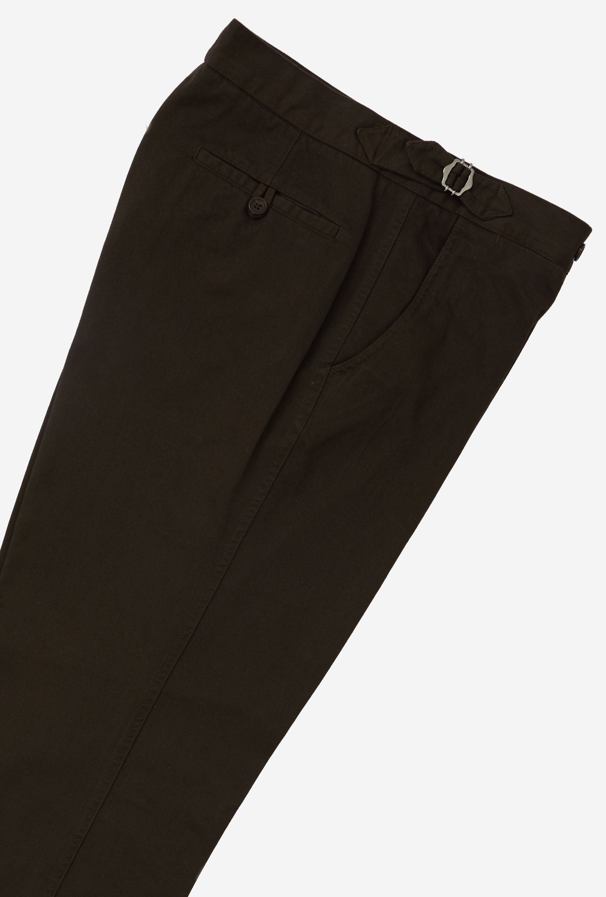 Garment Dyed Flat Front Cotton Trouser Brown
