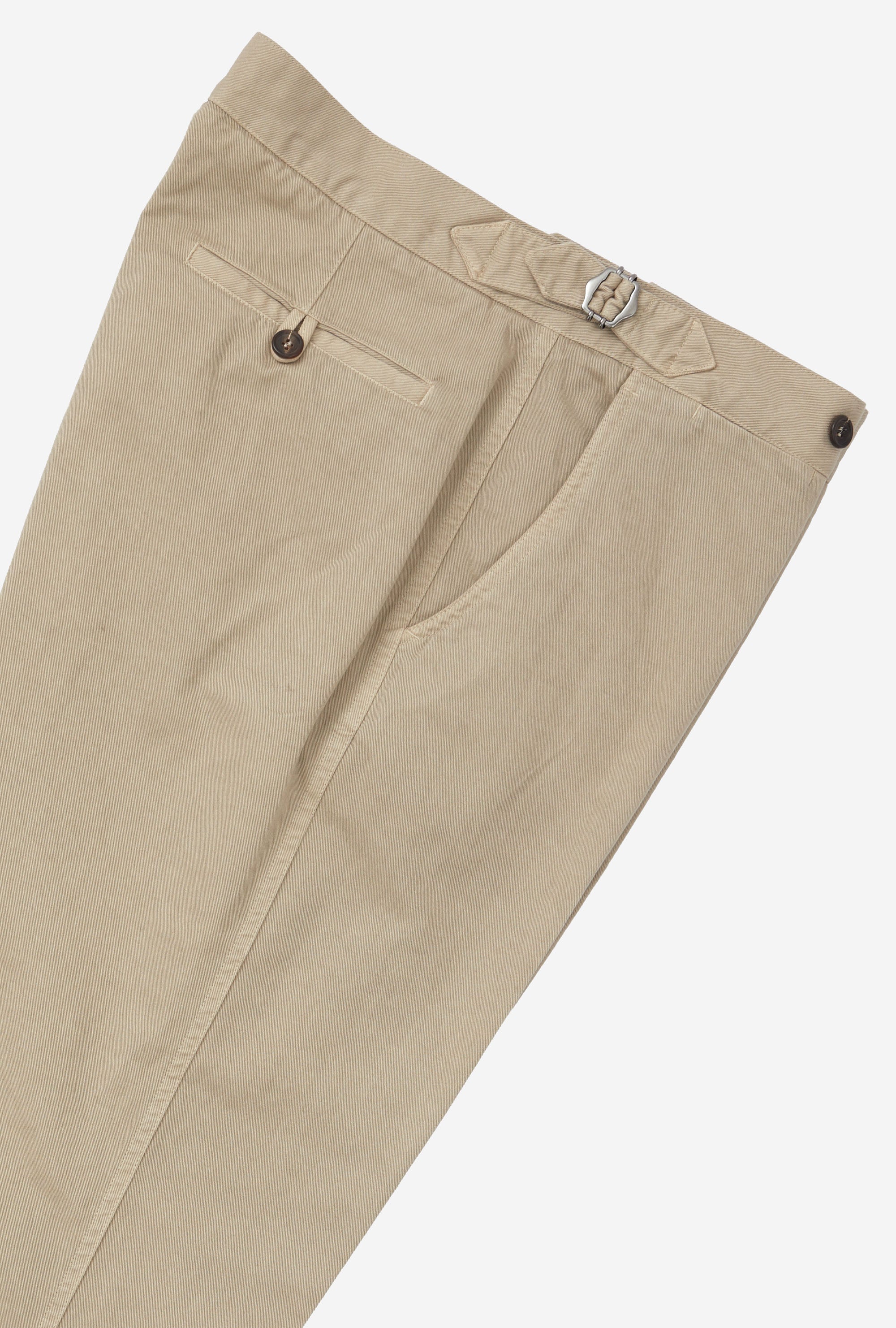Garment Dyed Flat Front Cotton Trouser Stone