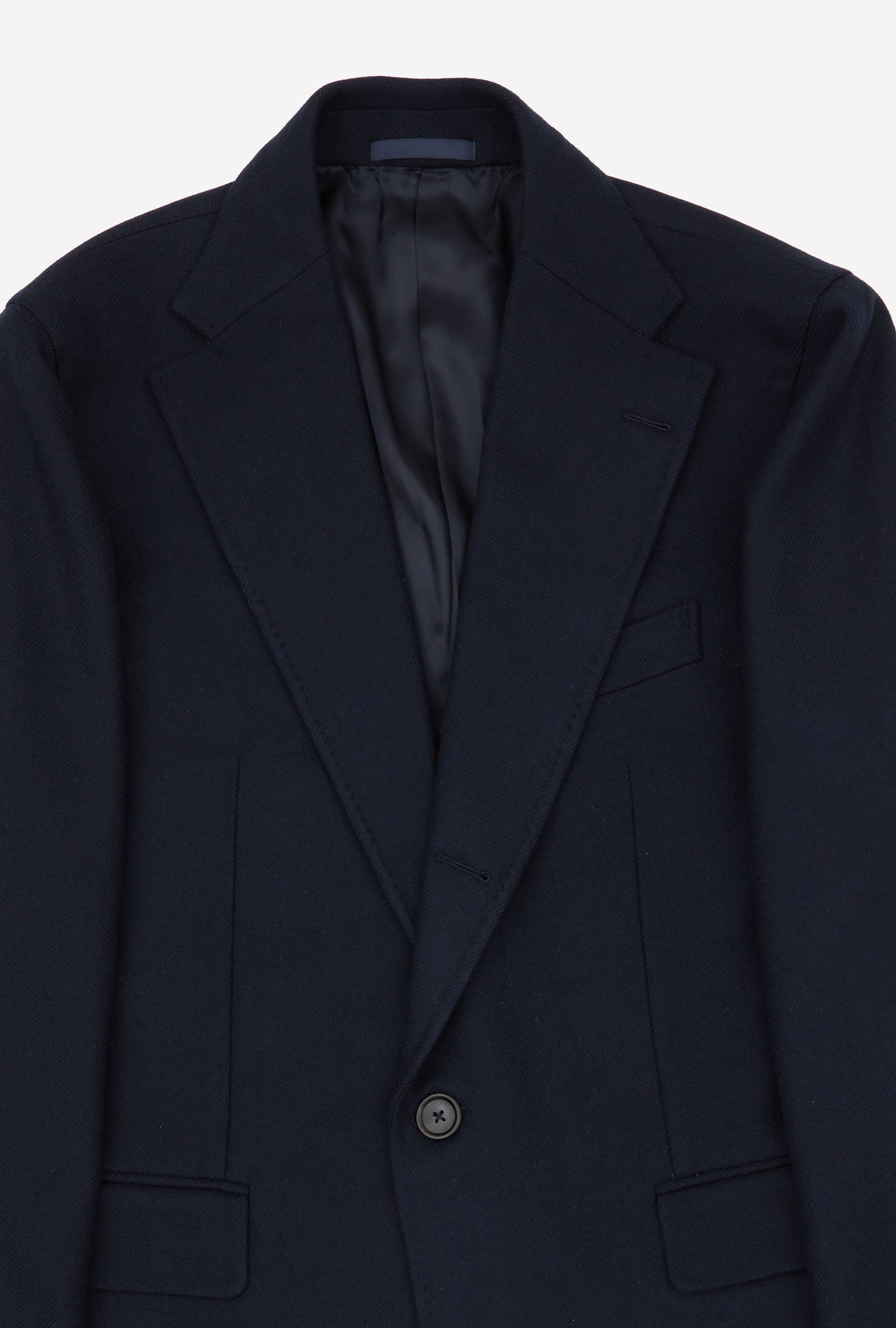 Single Breasted Overcoat Notch Lapel Navy