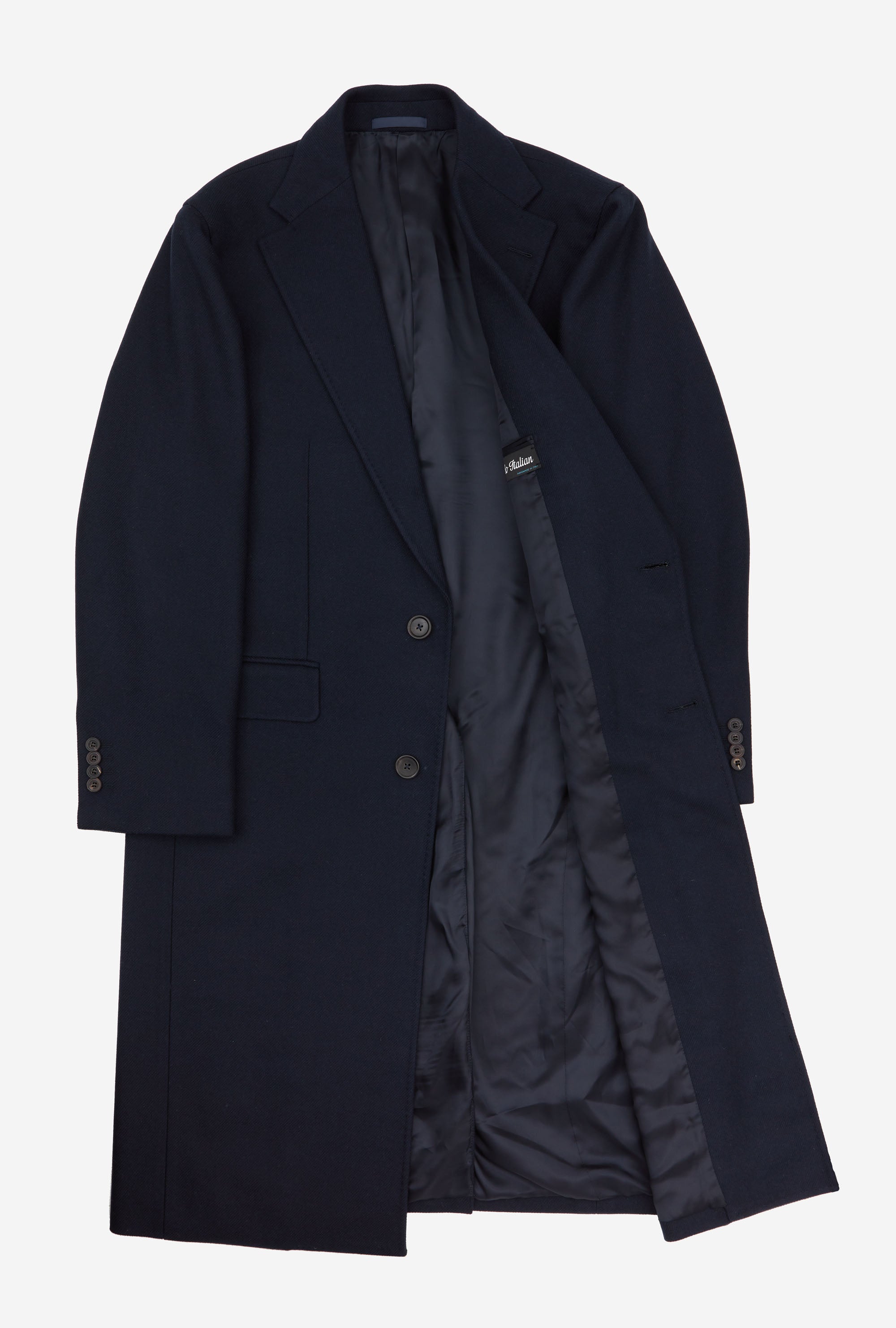 Single Breasted Overcoat Notch Lapel Navy