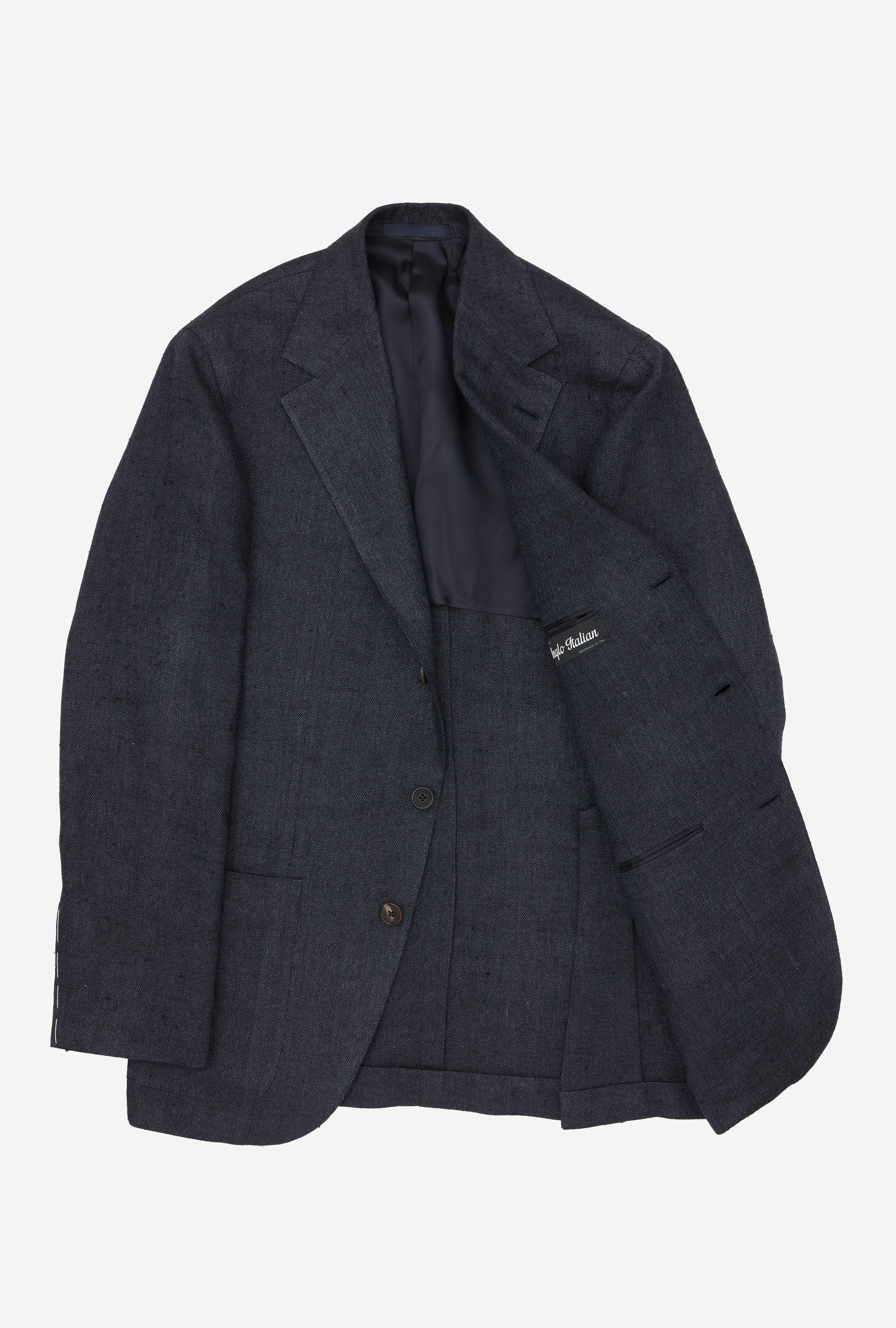 Sport Jacket Silk-Linen Basketweave Navy