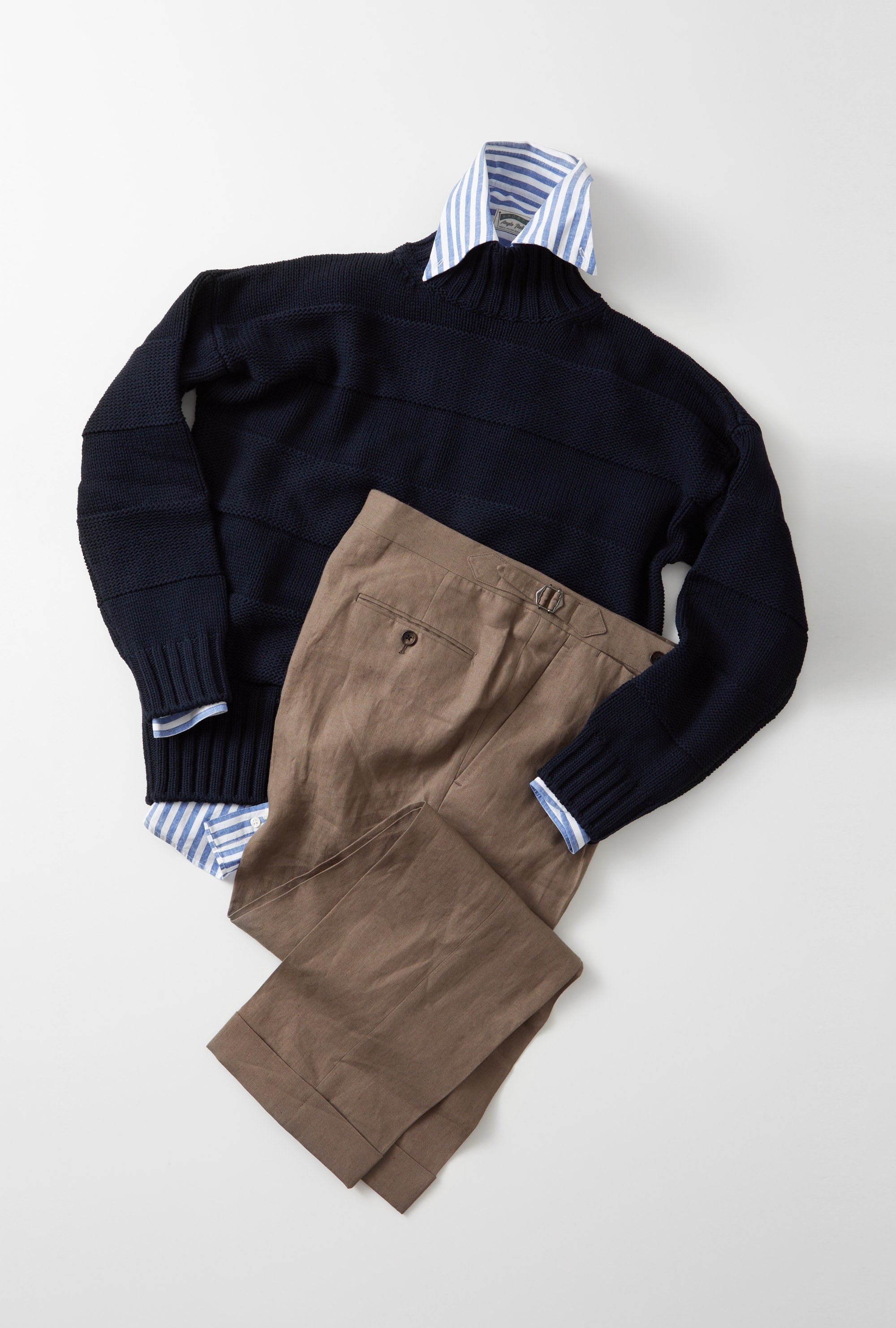 Mockneck Heavy Cotton Navy Stripe