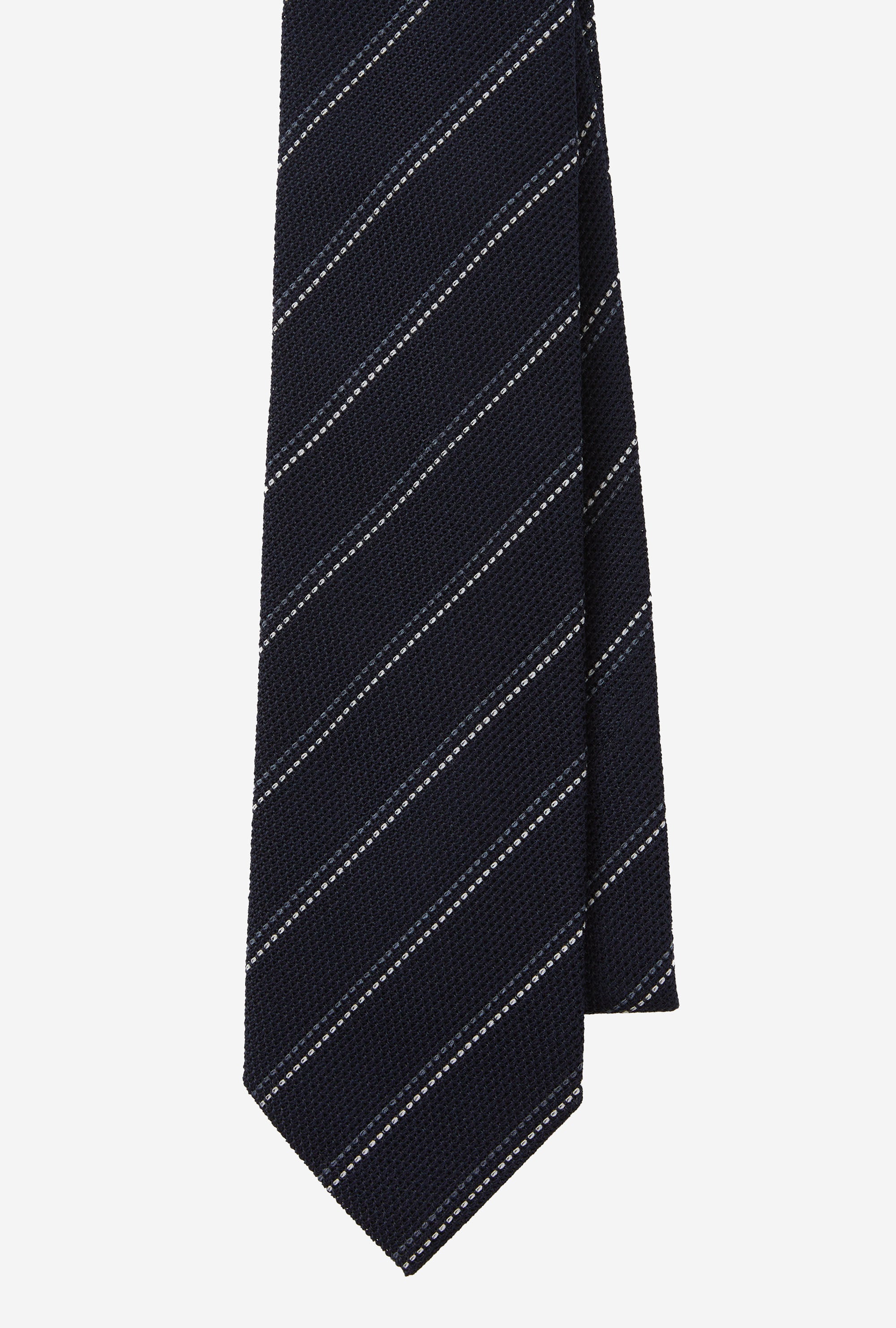 Tie Grenadine Navy White Grey Stripe