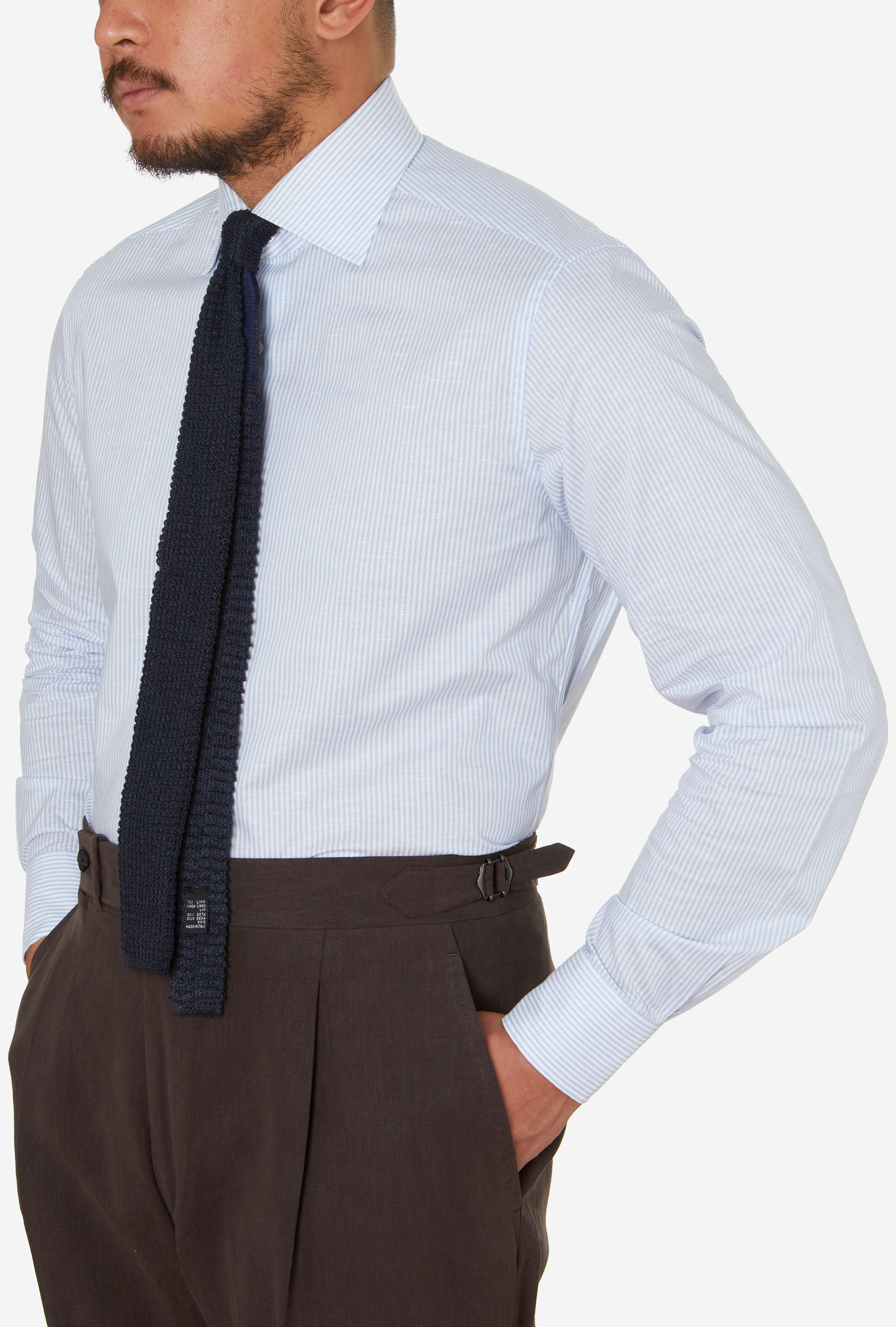 Spread Collar Shirt Zephyr Cotton-Linen University Stripe