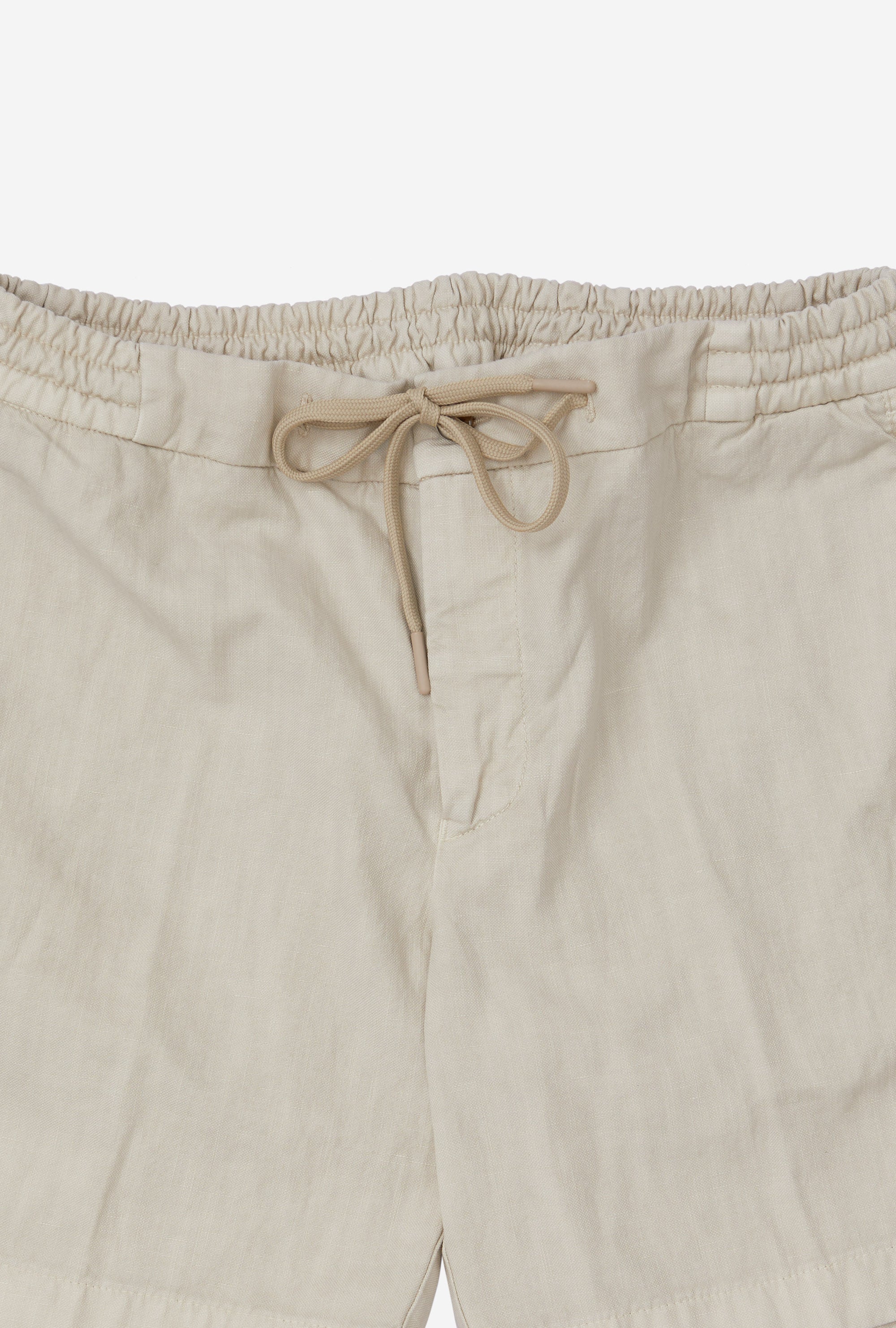 Garment Washed Cotton-Linen Shorts Sand