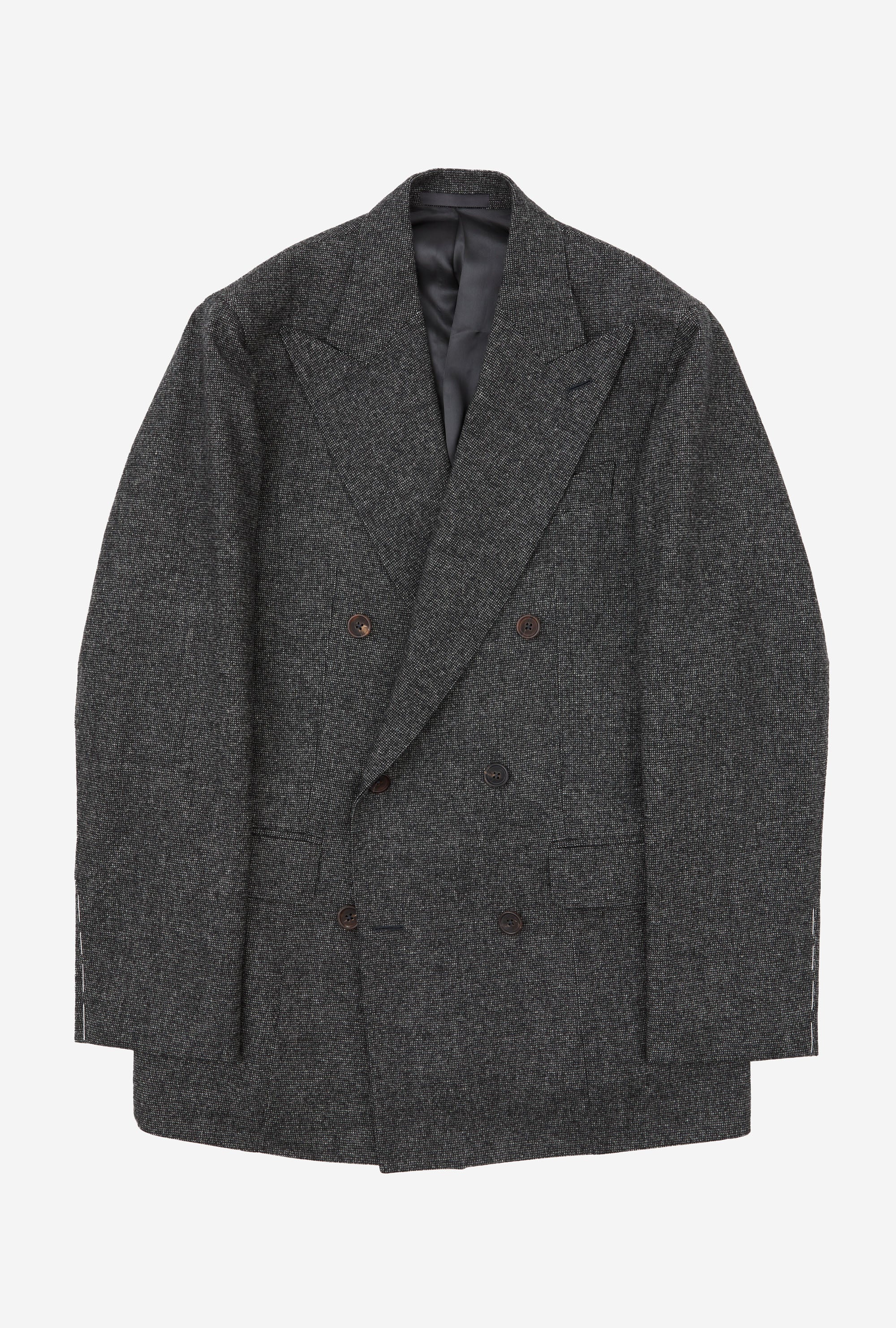 Suit Double Breasted Charcoal Nailhead Flannel