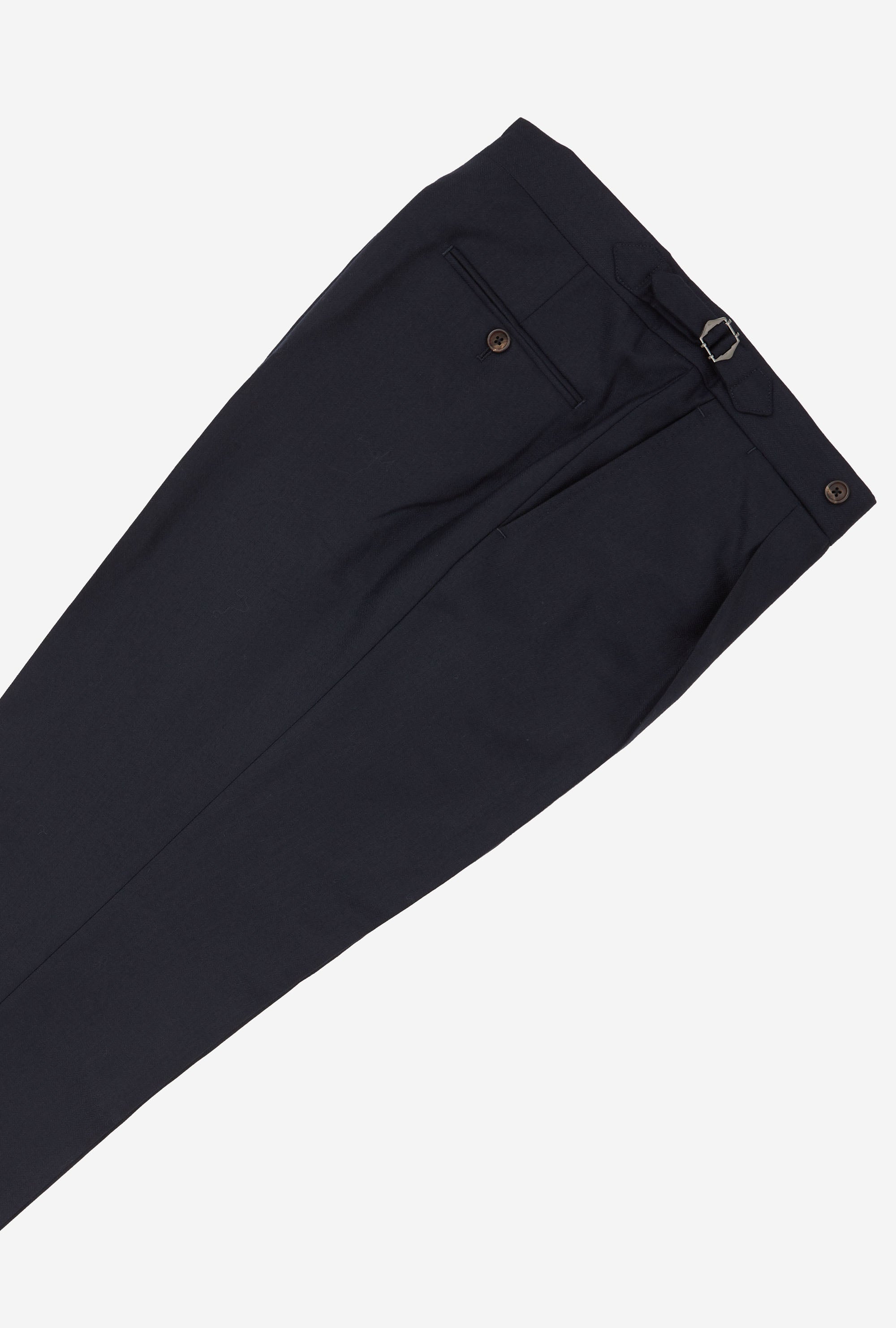 Suit Double Breasted Navy Wool Herringbone