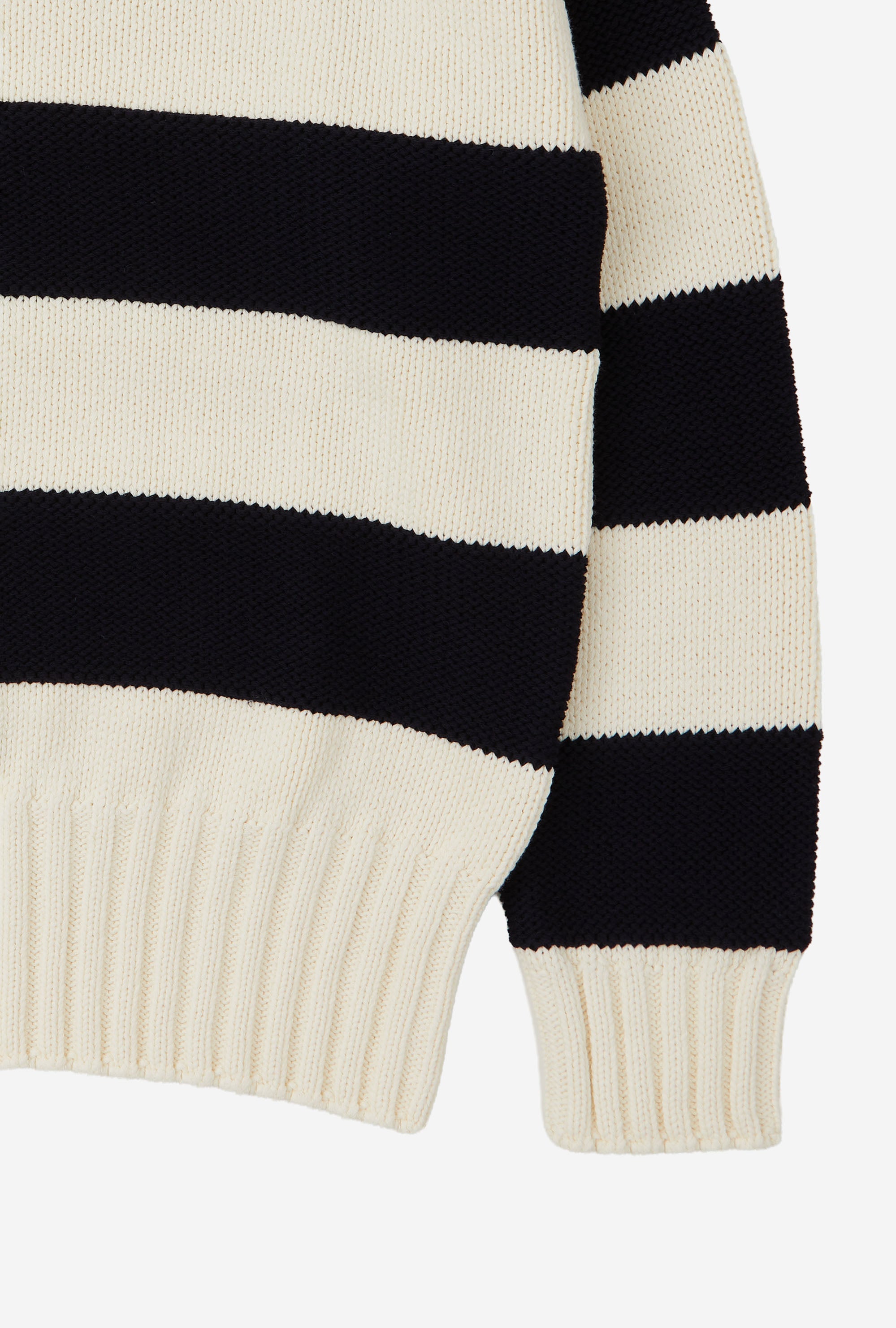 Mockneck Heavy Cotton Ecru Navy Stripe
